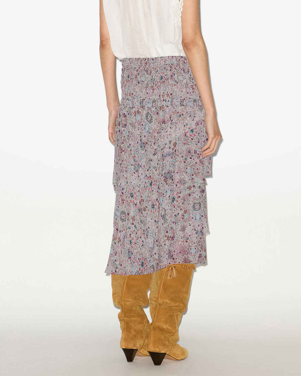 Brigitte frilly printed midi skirt - Ecru - Woman - 3