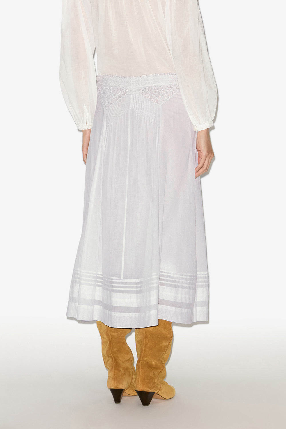 Jupe longue garliana en coton et dentelle - Blanc - Woman - 4