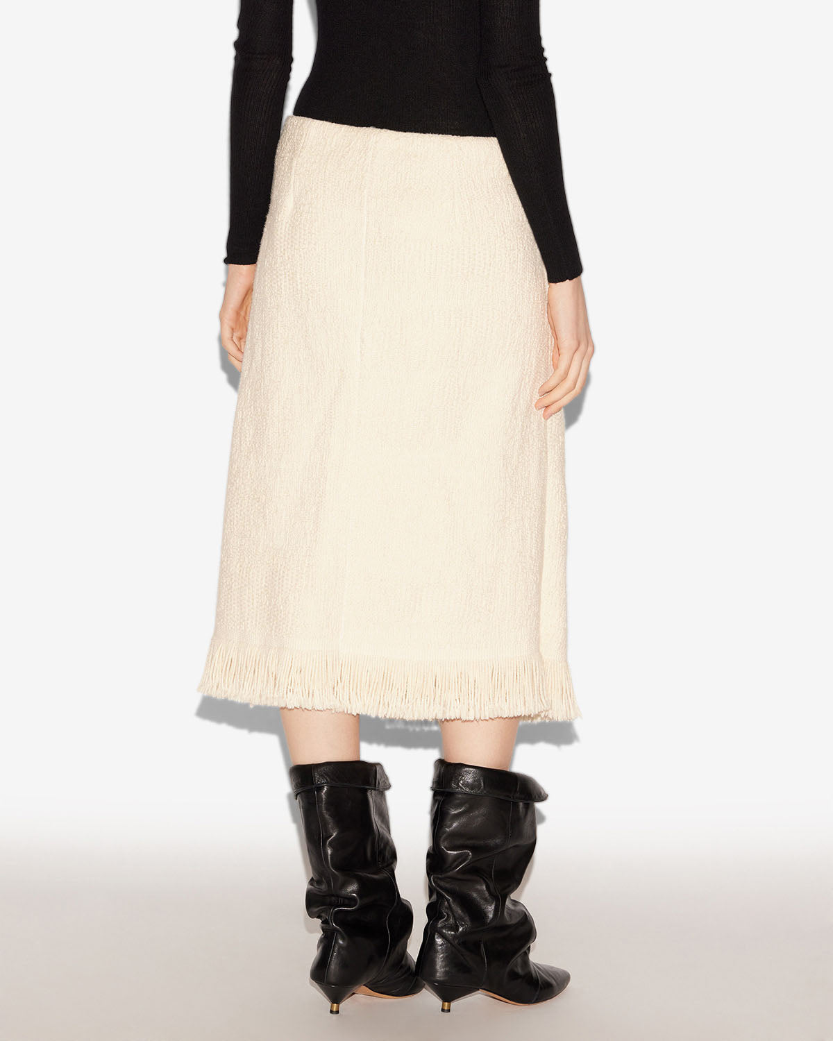 Gonna a portafoglio galla in cotone e lino - Ecru - Woman - 4
