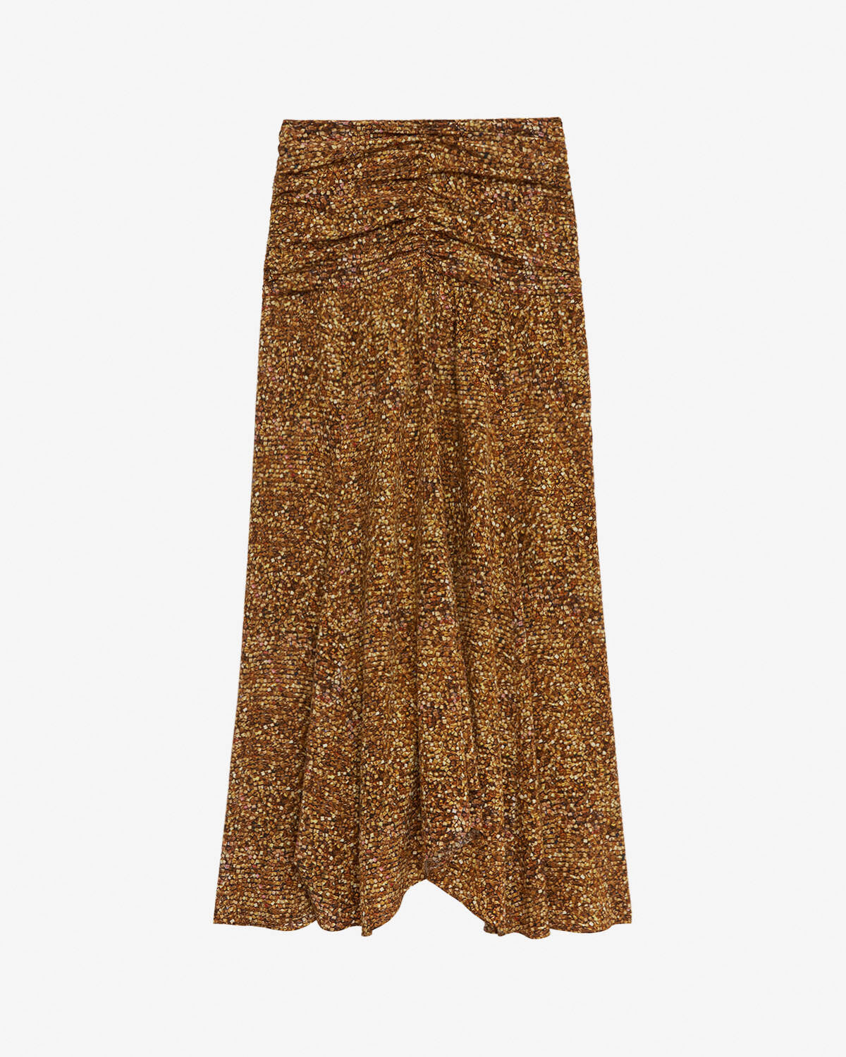 Syana long printed silk skirt - Ochre - Woman - 5