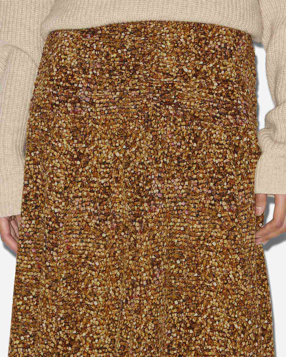 Syana long printed silk skirt - Ochre - Woman - 2