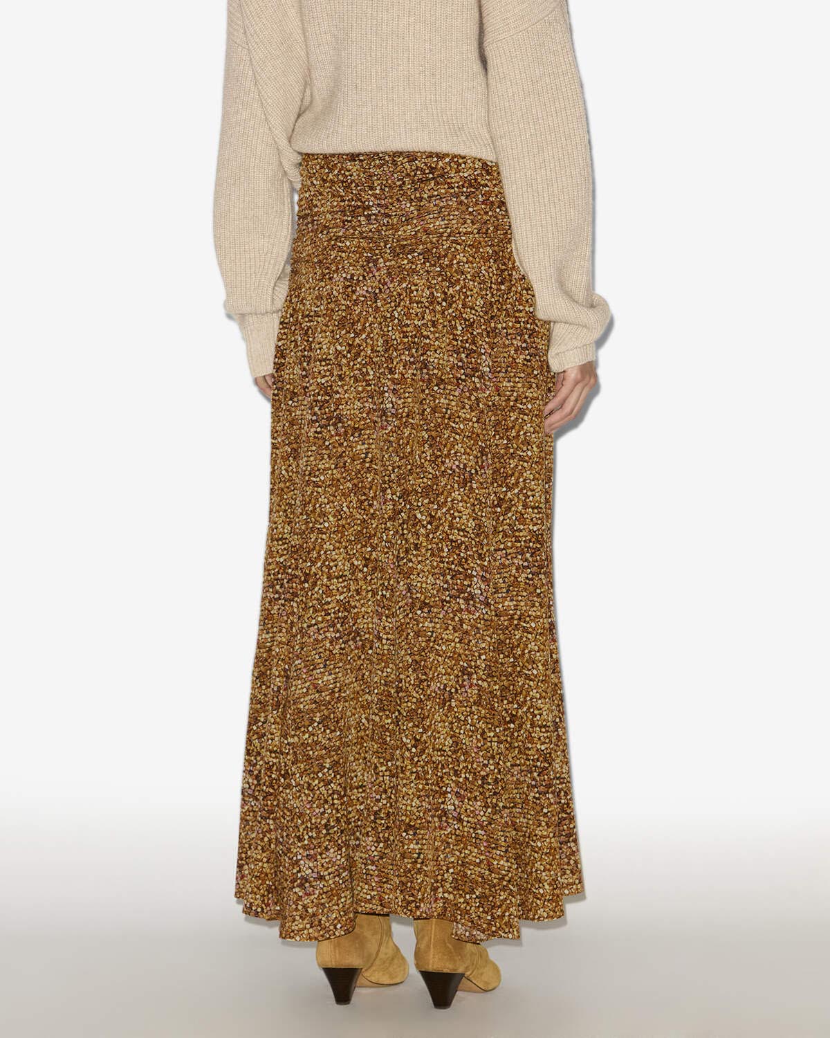 Syana long printed silk skirt - Ochre - Woman - 4