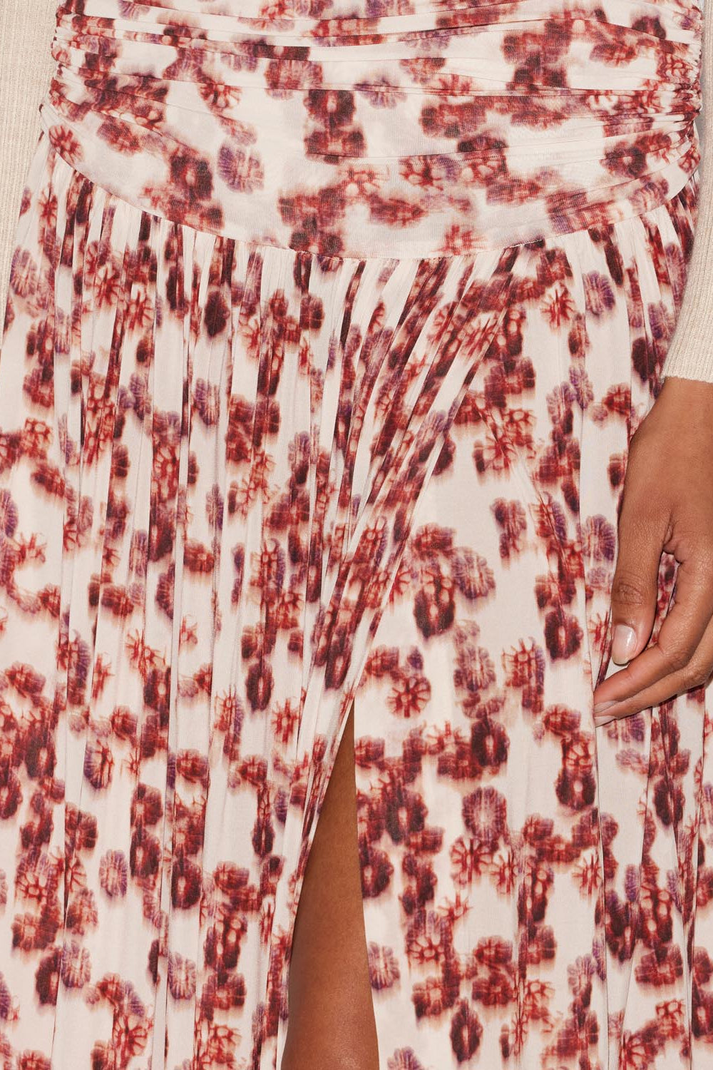 Jupe longue gwendy en jersey froncé - Rouge grenat - Woman - 3