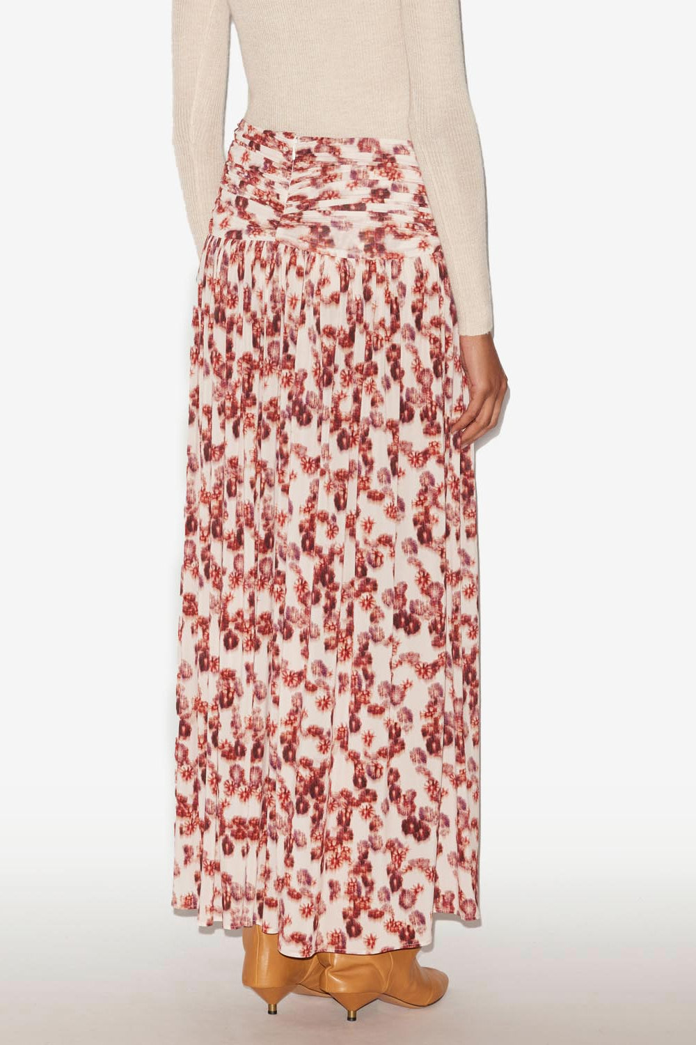 Jupe longue gwendy en jersey froncé - Rouge grenat - Woman - 4