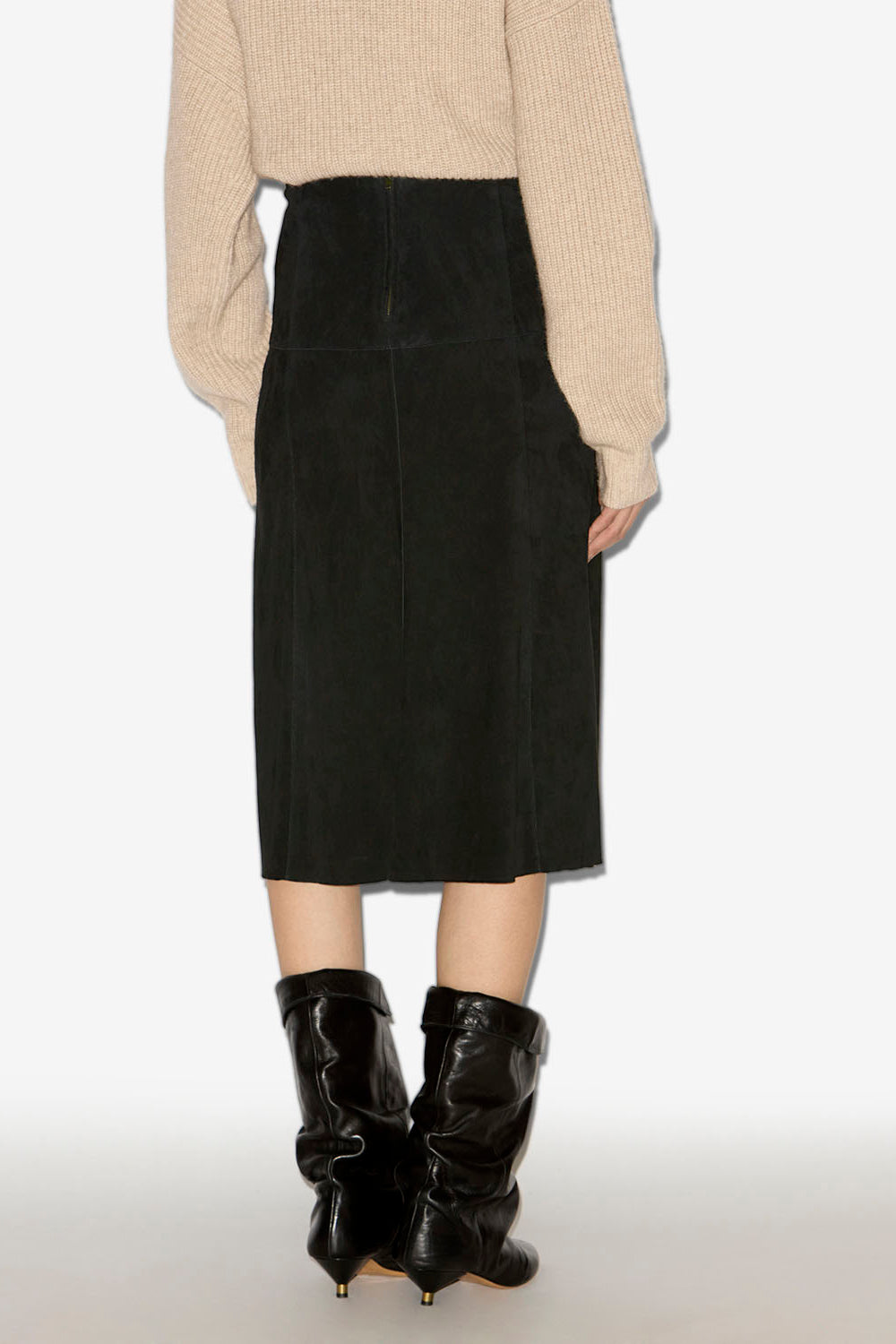 Gonna midi devy in pelle scamosciata - Nero - Woman - 5
