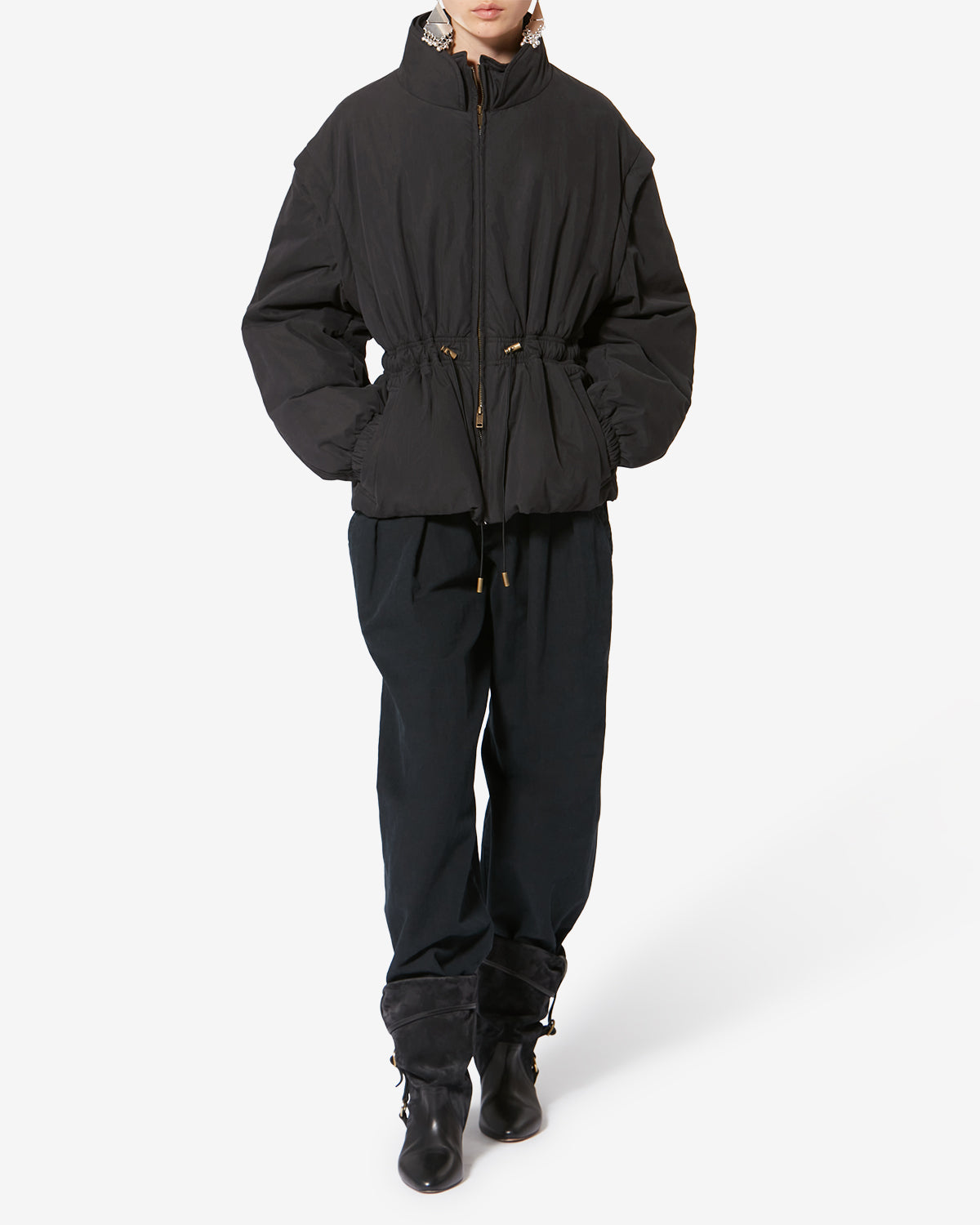 Cappotto corto con zip 2 in 1 dastyni - Nero lavato - Woman - 1