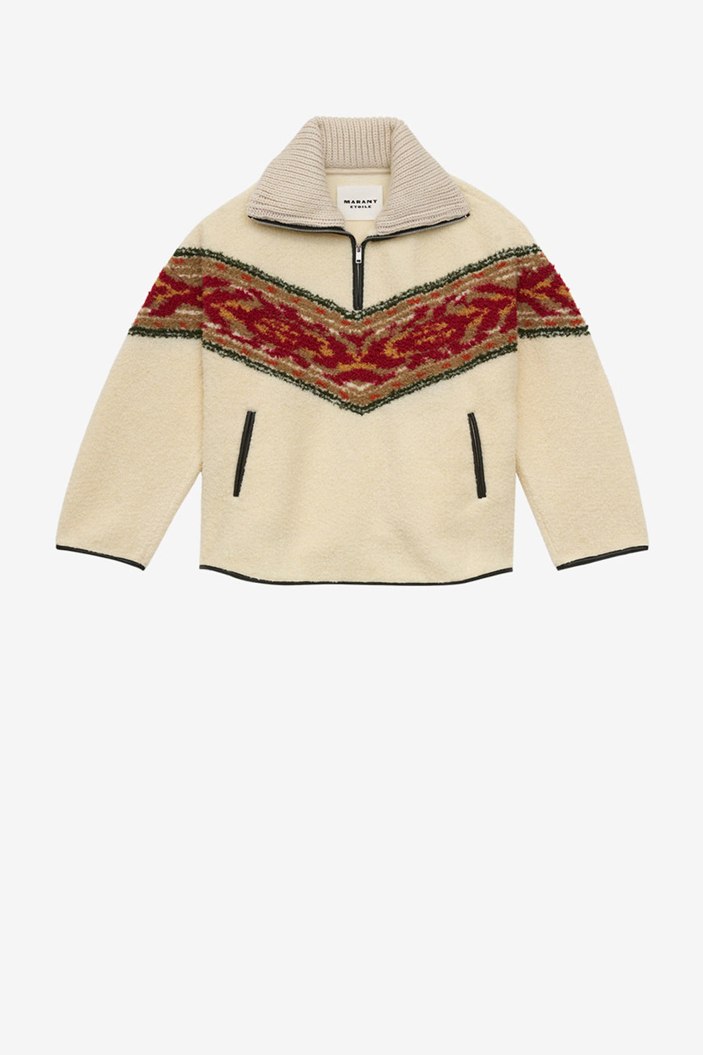 Maglioncino con collo alto a cerniera in similpelle marner - Ecru - Woman - 1
