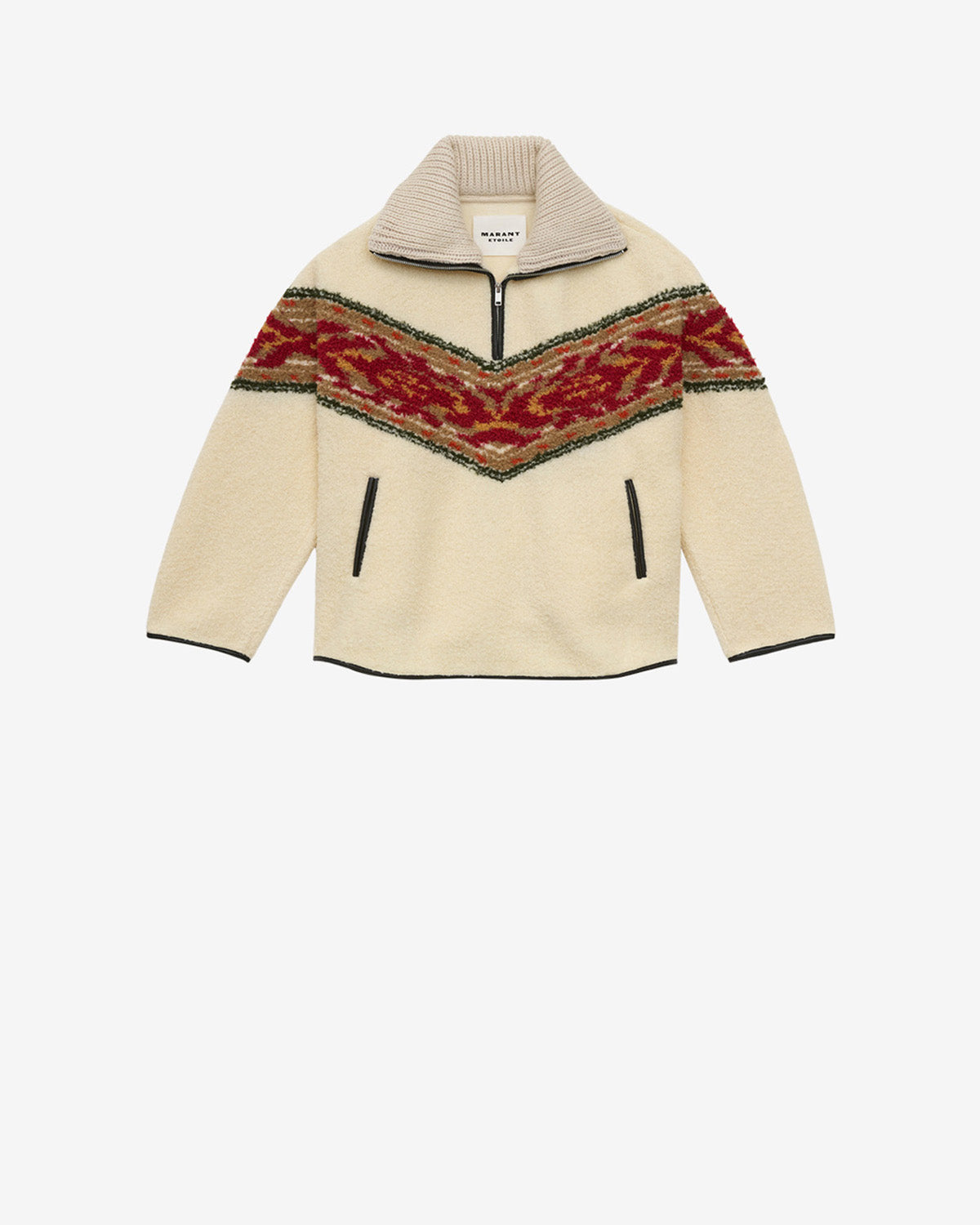 Maglioncino con collo alto a cerniera in similpelle marner - Ecru - Woman - 5