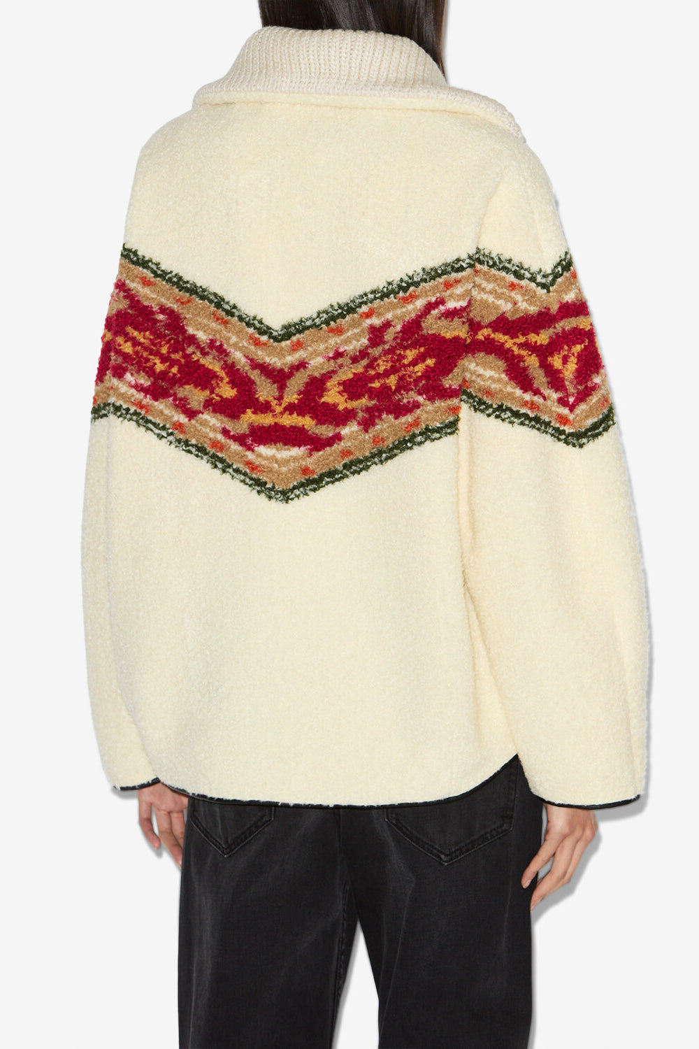 Maglioncino con collo alto a cerniera in similpelle marner - Ecru - Woman - 5