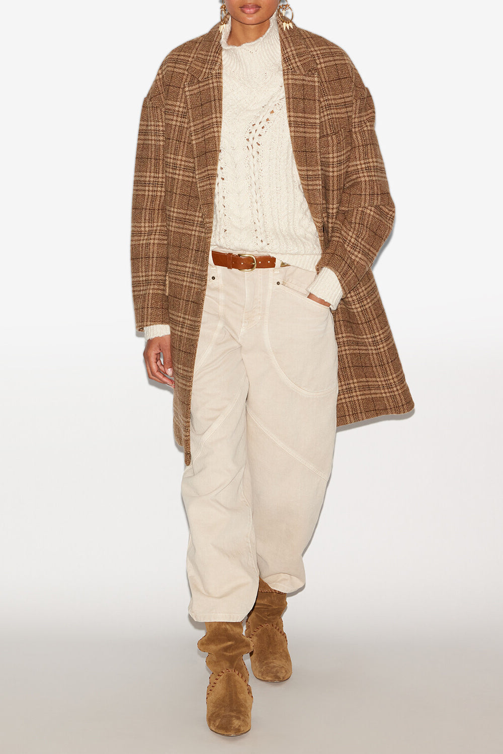 Cappotto limiza in lana a quadri - Caramel - Woman - 2