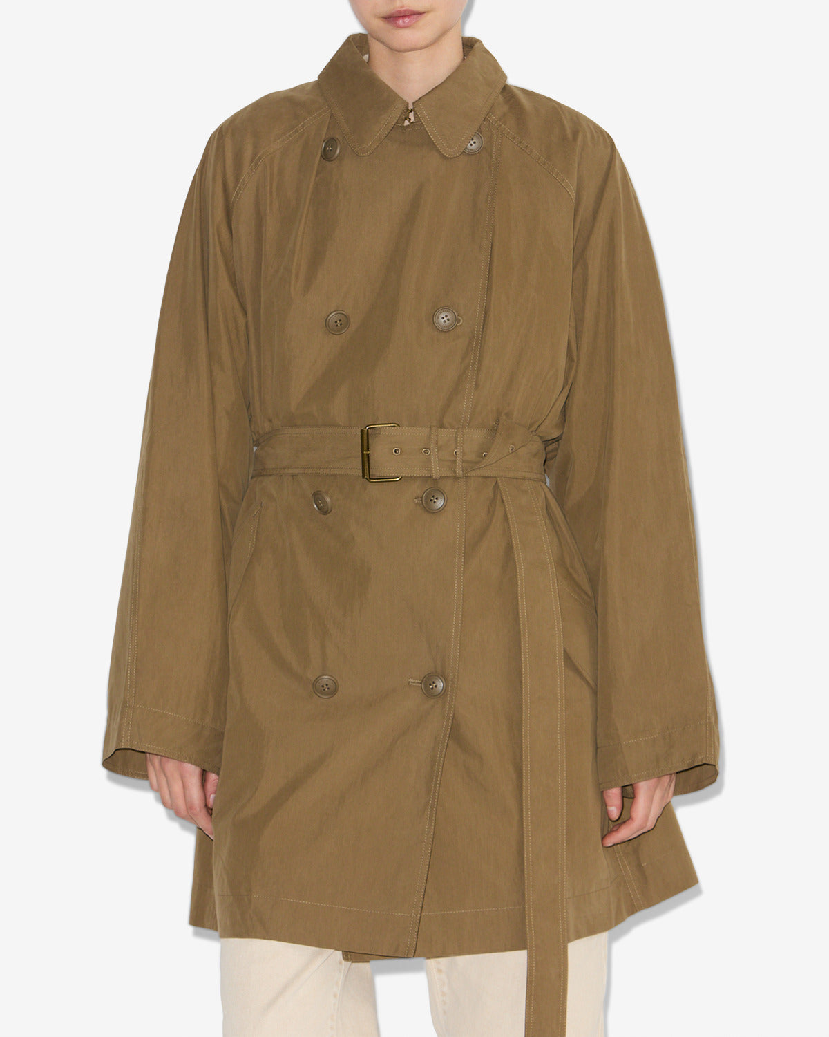 Carlota crisp cotton trench coat - Khaki - Woman - 3