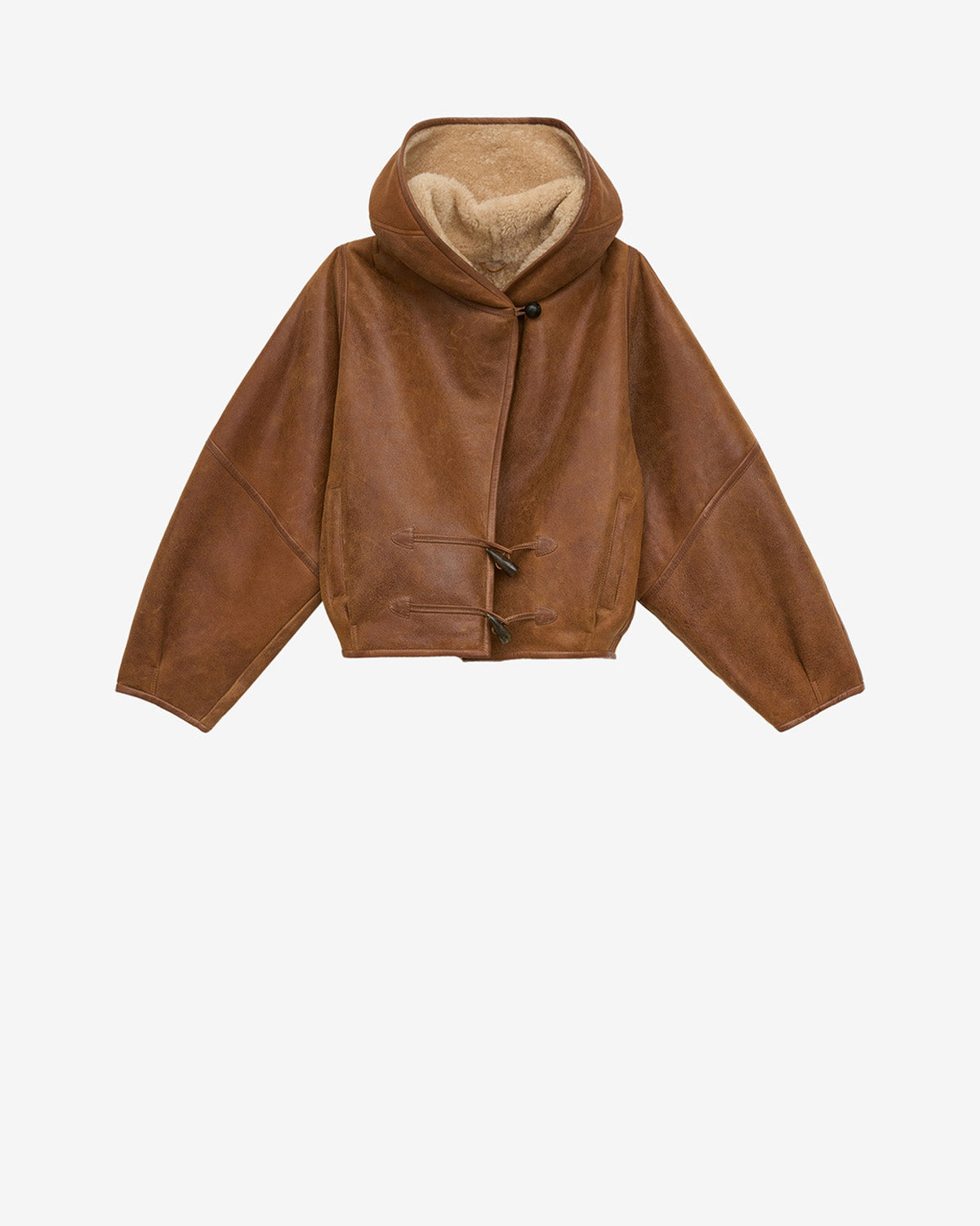 Cappotto corto in shearling amiel - Cognac - Woman - 5