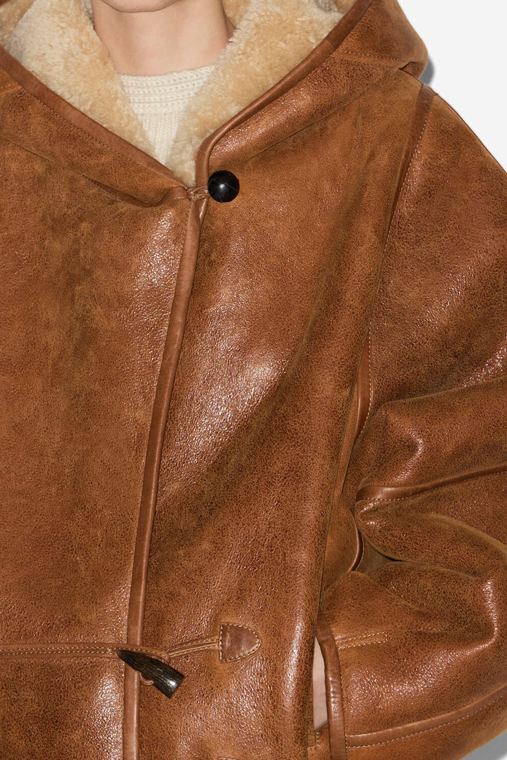 Cappotto corto in shearling amiel - Cognac - Woman - 3