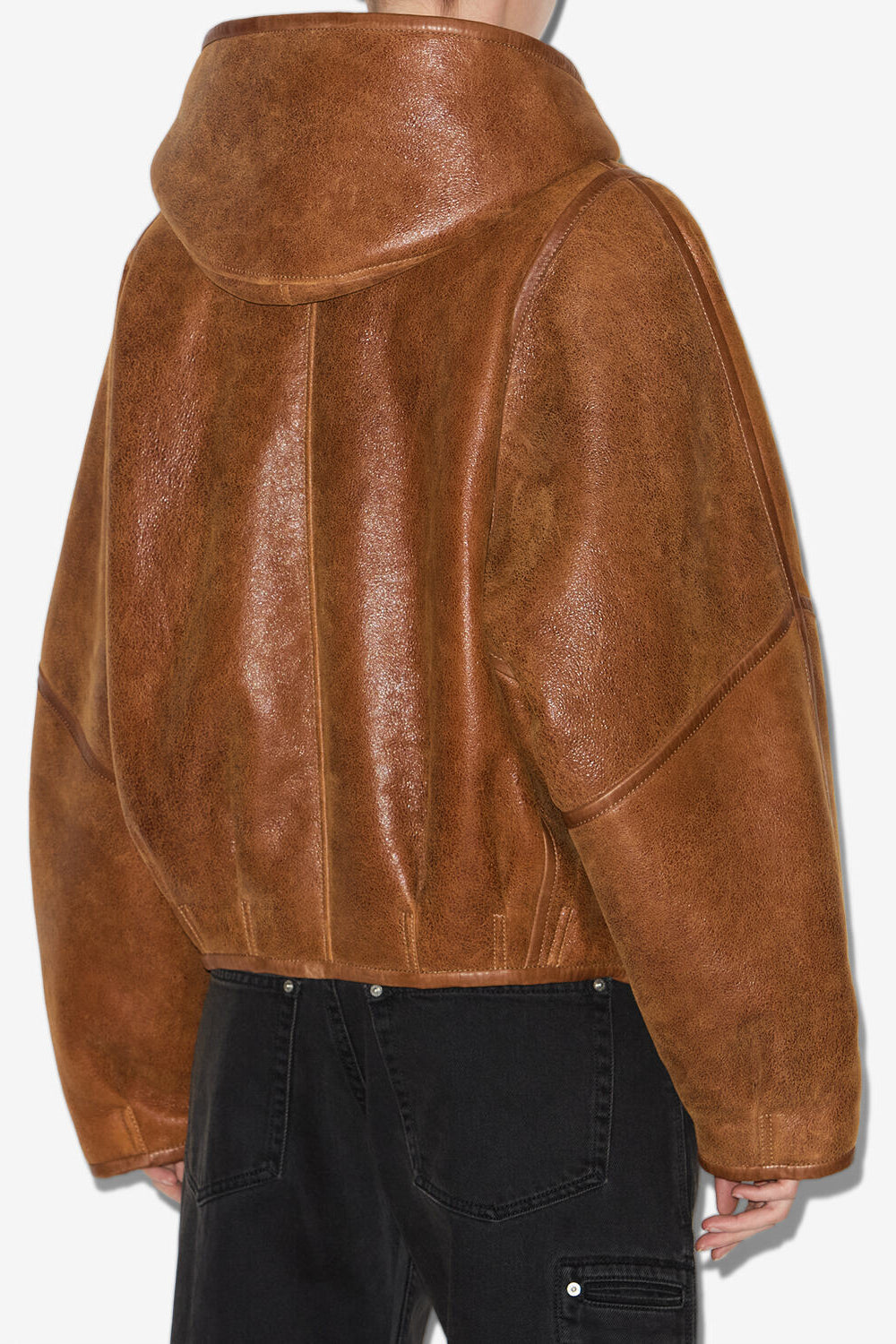 Cappotto corto in shearling amiel - Cognac - Woman - 5
