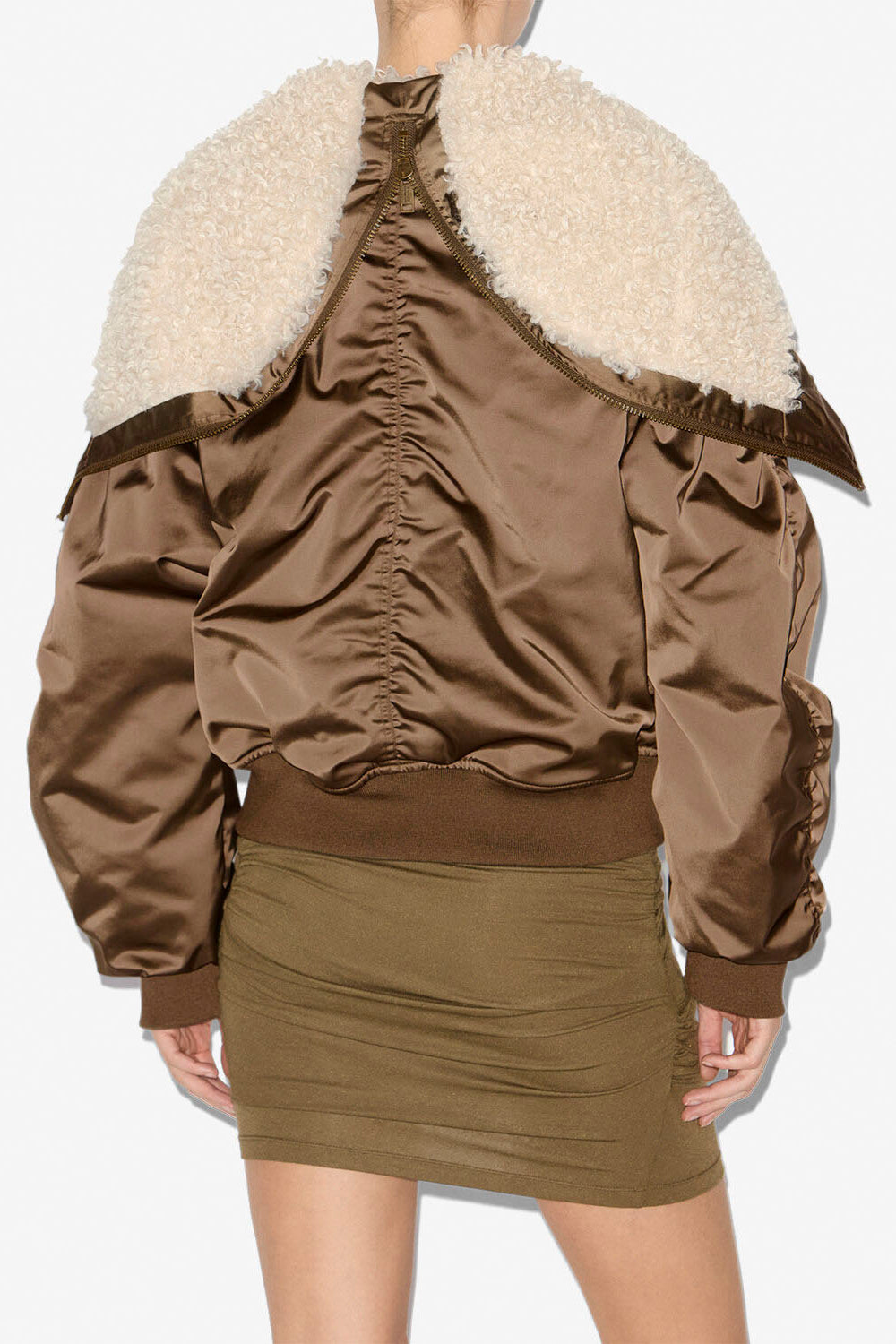 Cappotto corto elisa in raso trapuntato - Cachi - Woman - 5