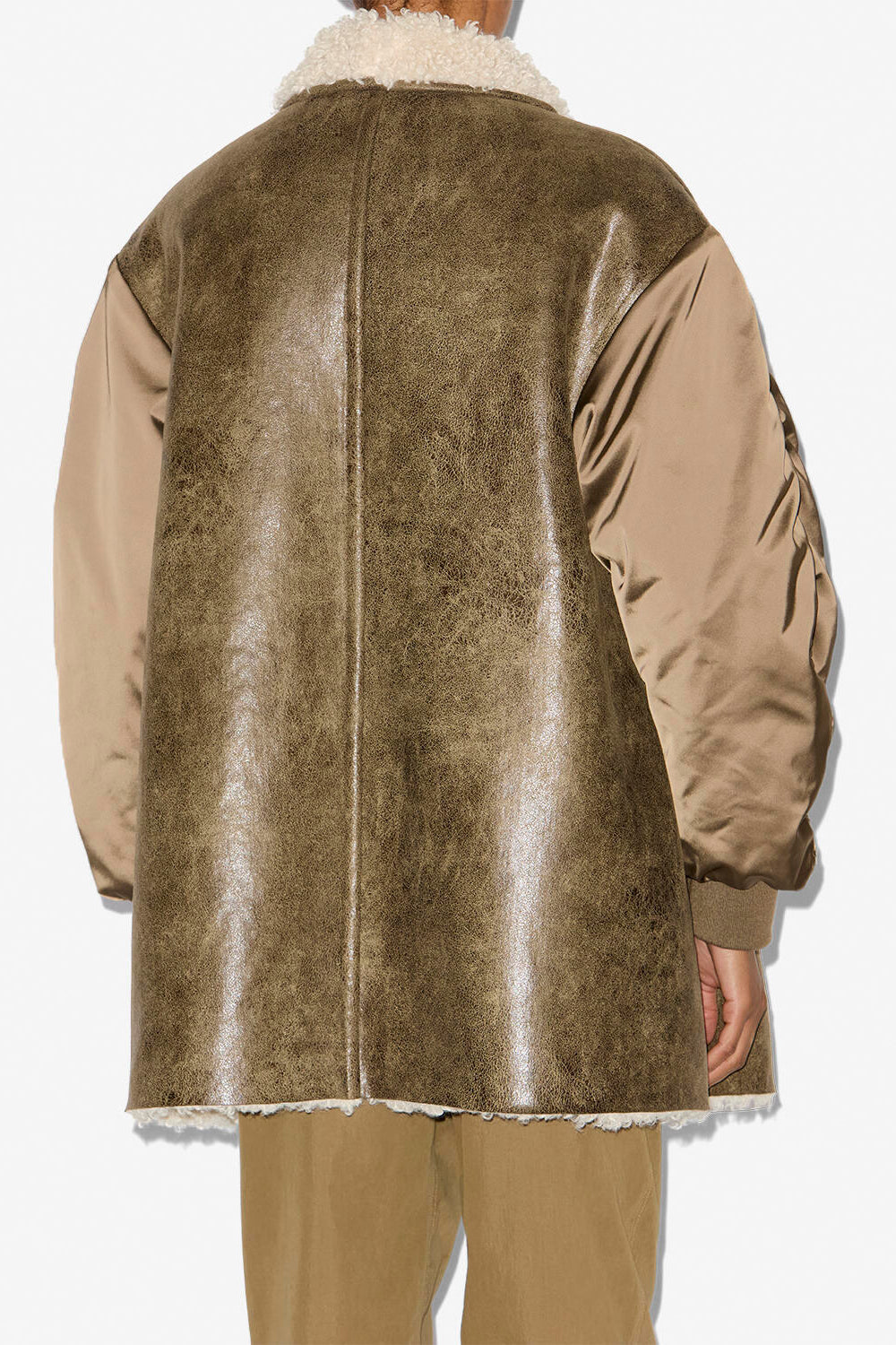Cappotto evina in ecopelle e raso - Cachi - Woman - 4