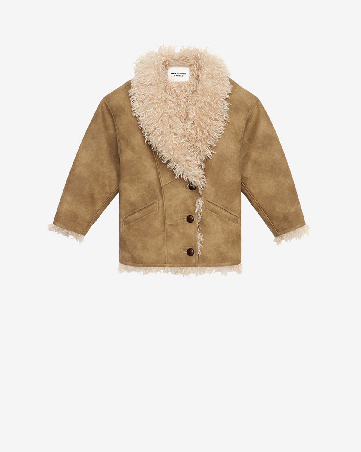Manteau clea en faux mouton retourné - Taupe - Woman - 5