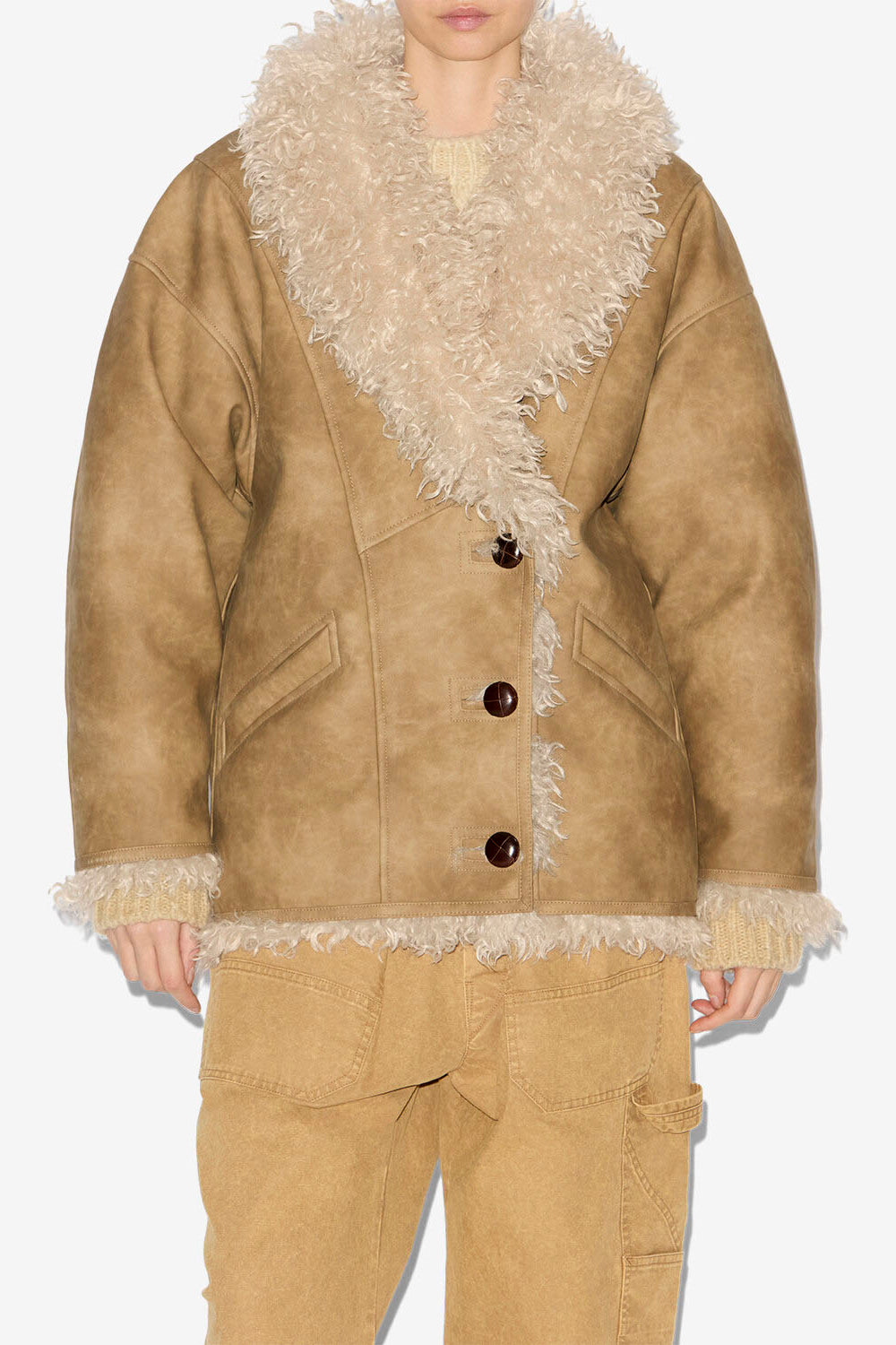 Cappotto clea in ecopelliccia shearling - Taupe - Woman - 4