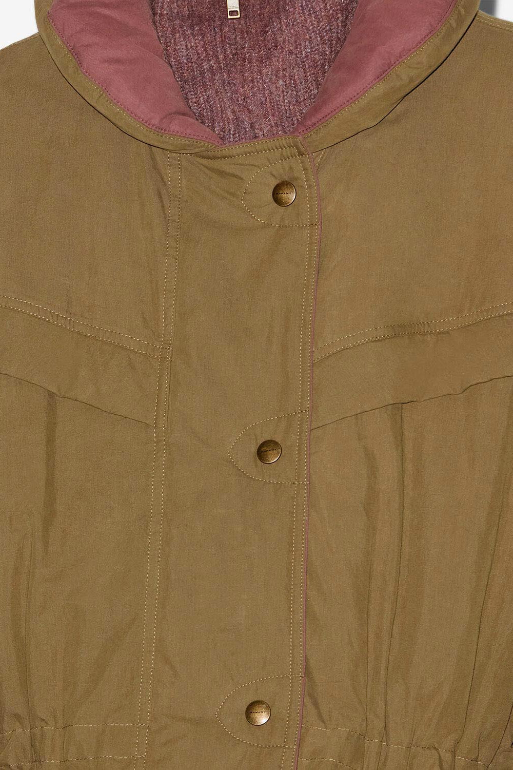Cappotto damone bicolore in cotone - Cachi - Woman - 3