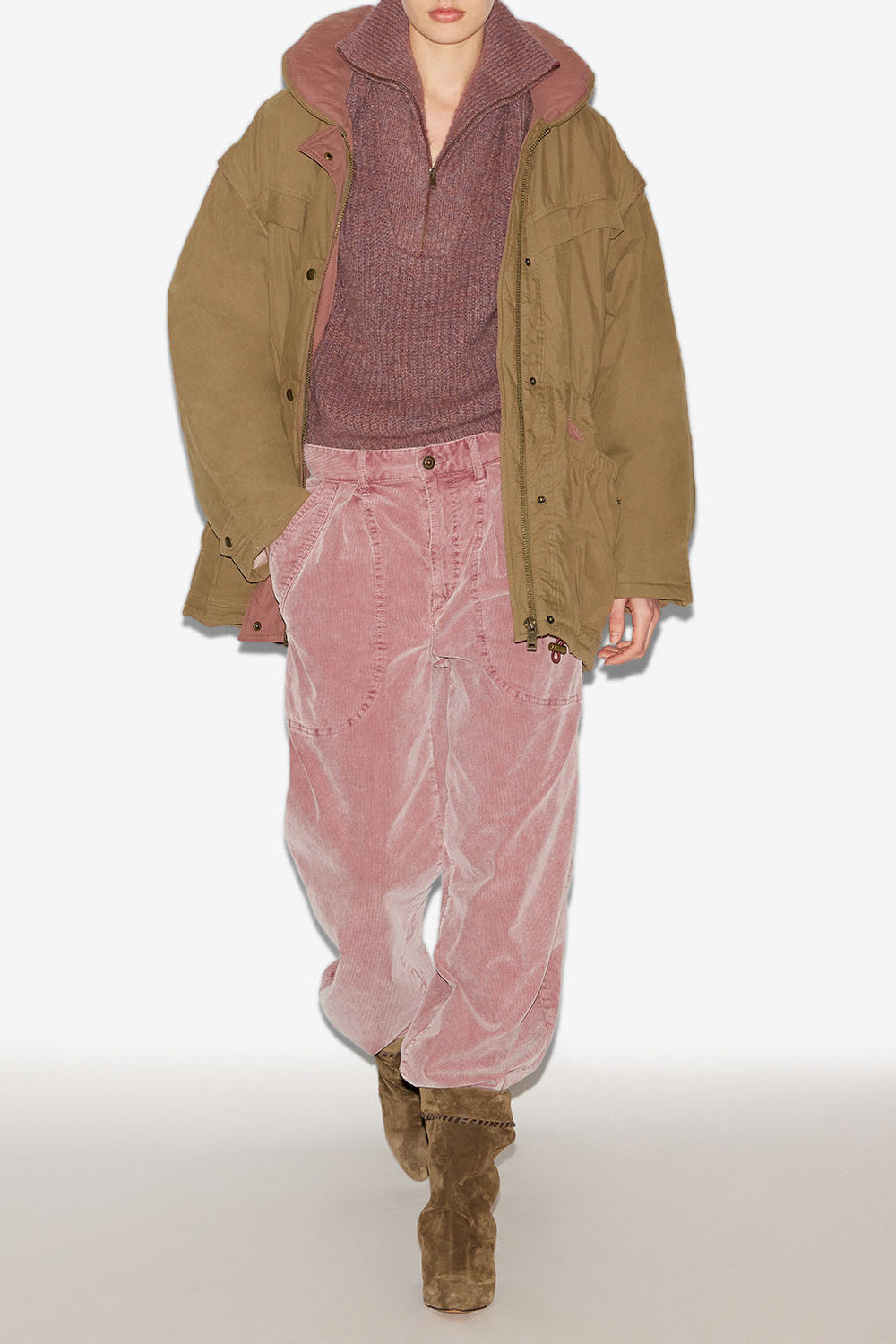 Cappotto damone bicolore in cotone - Cachi - Woman - 2