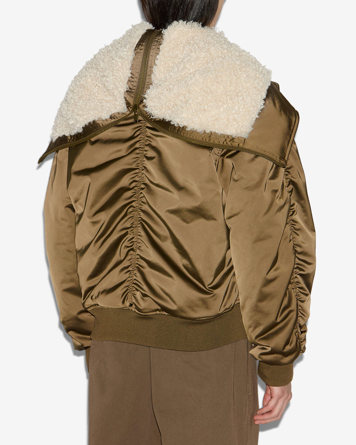 Elroy short quilted satin coat - Khaki - Man - 6