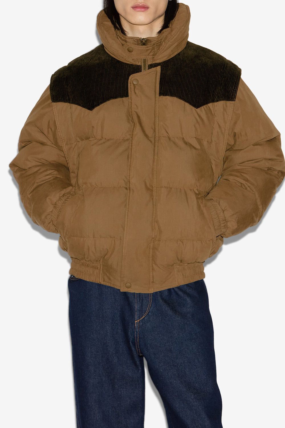 Dawson 면 쇼트 다운 재킷 - 카키색 옷감 - Man - 4