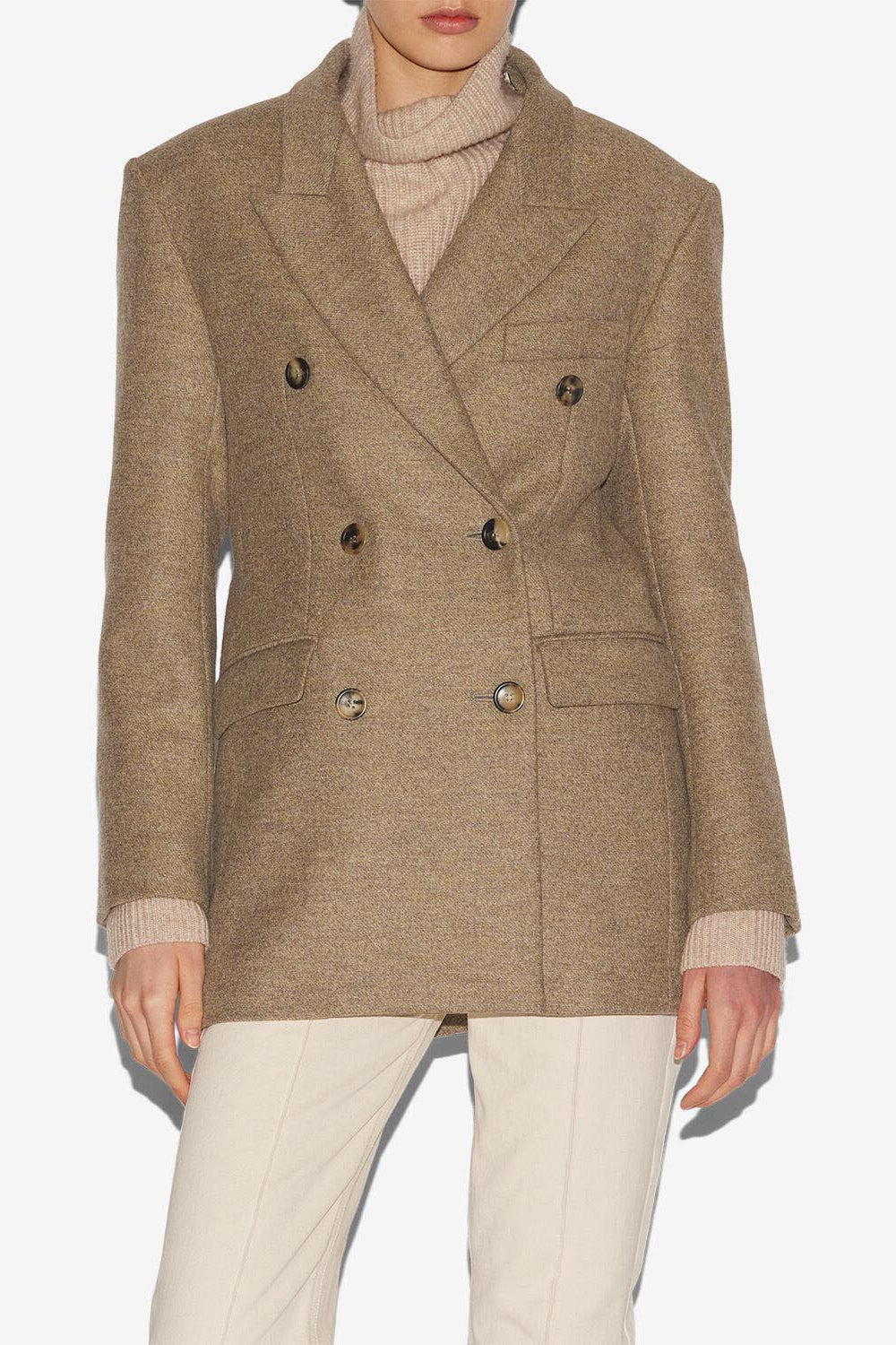 Manteau isidora en laine chinée - Clair kaki - Woman - 4