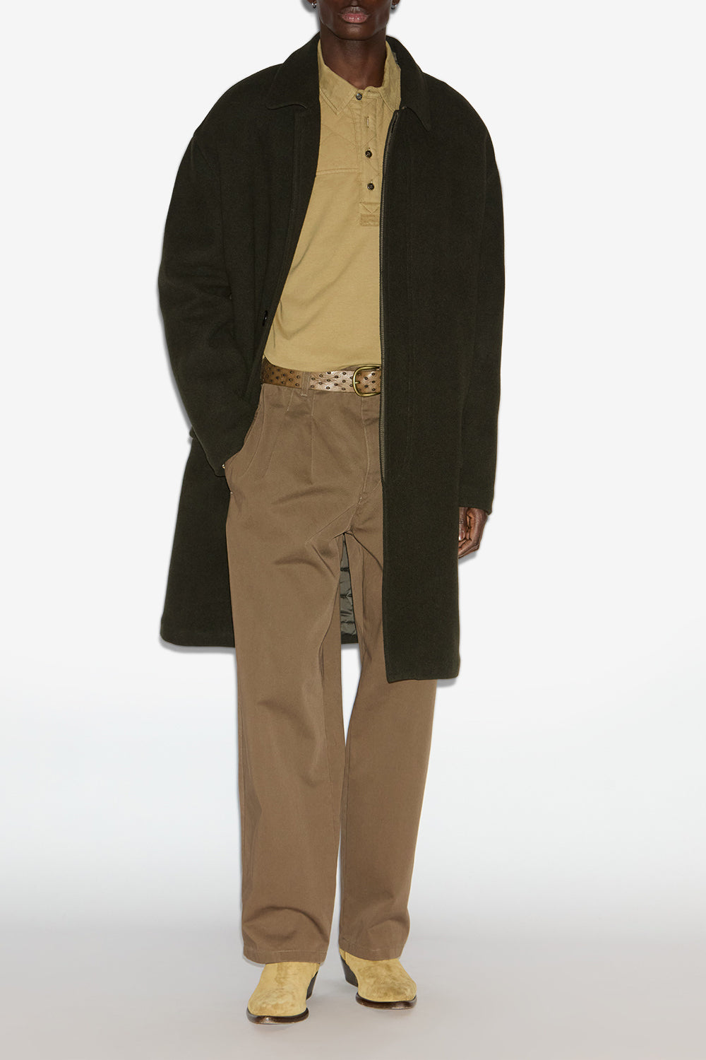 Kirk 울 혼방 롱 코트 - Dark khaki - Man - 2