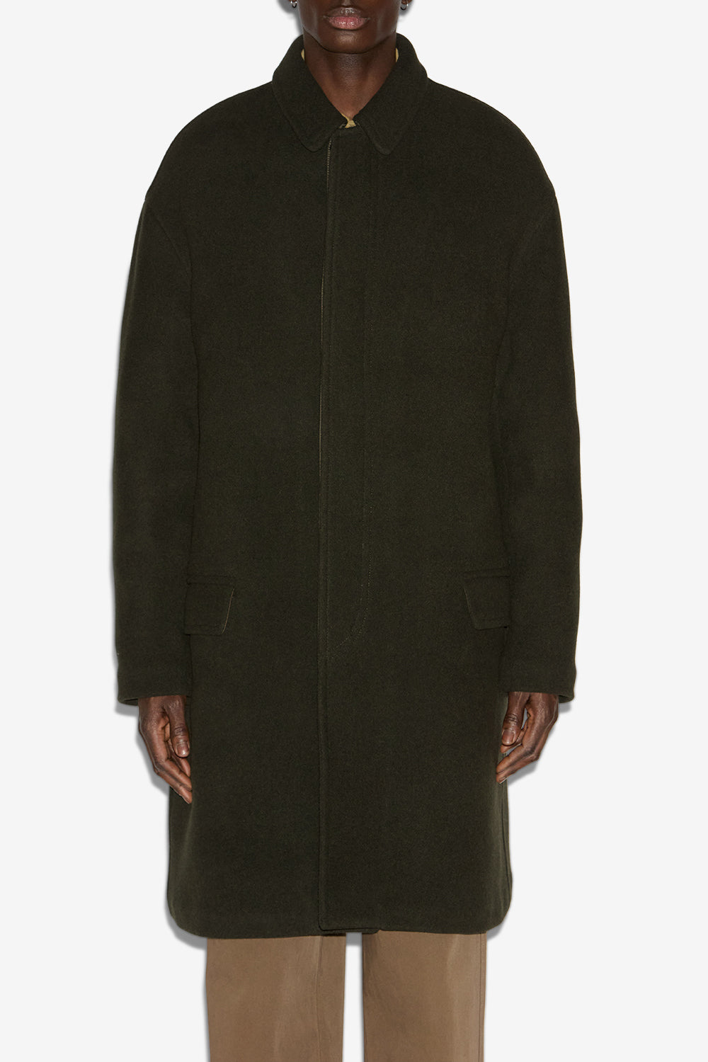 Kirk 울 혼방 롱 코트 - Dark khaki - Man - 4