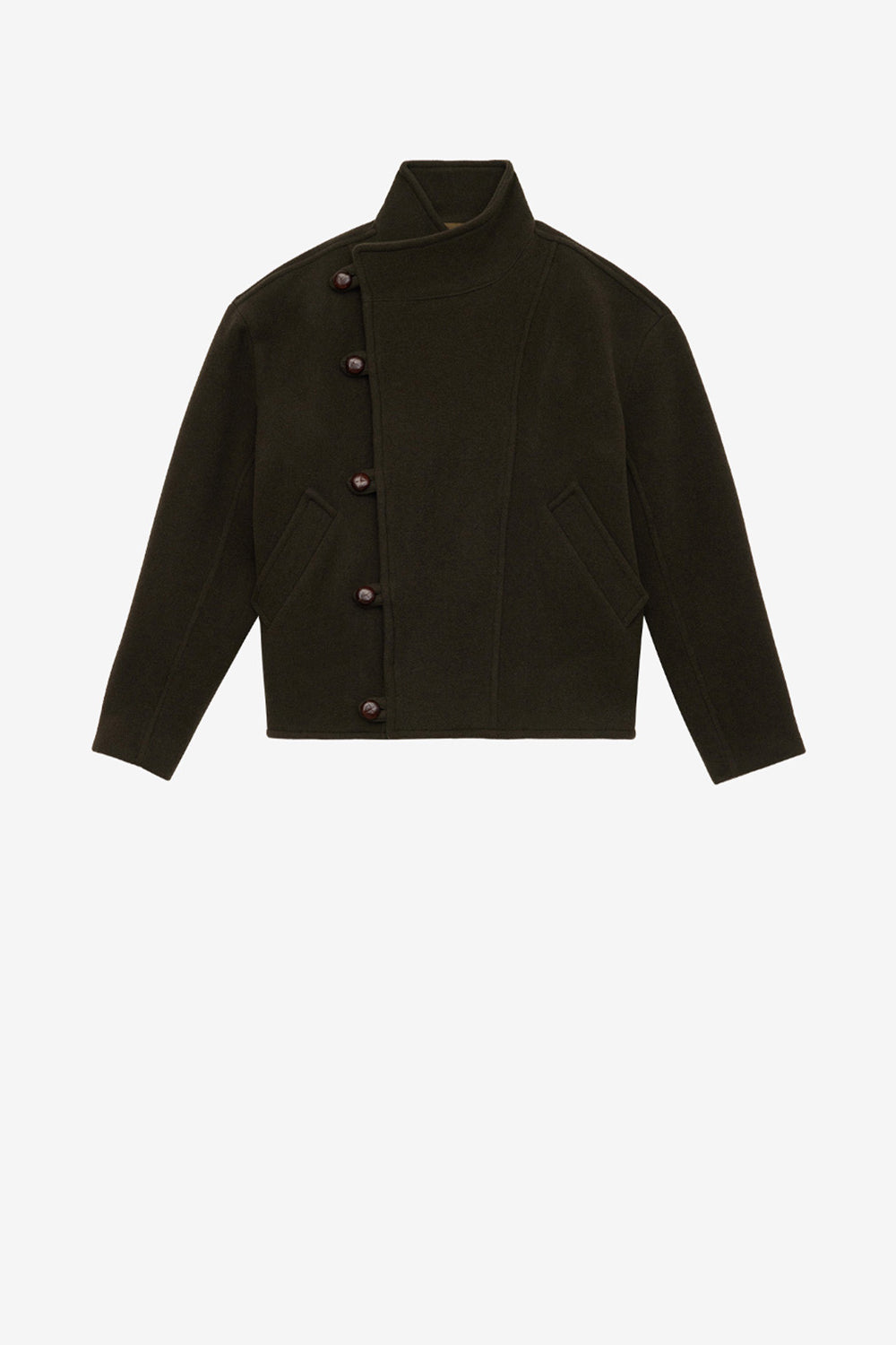 Keyle 울 혼방 쇼트 코트 - Dark khaki - Man - 1