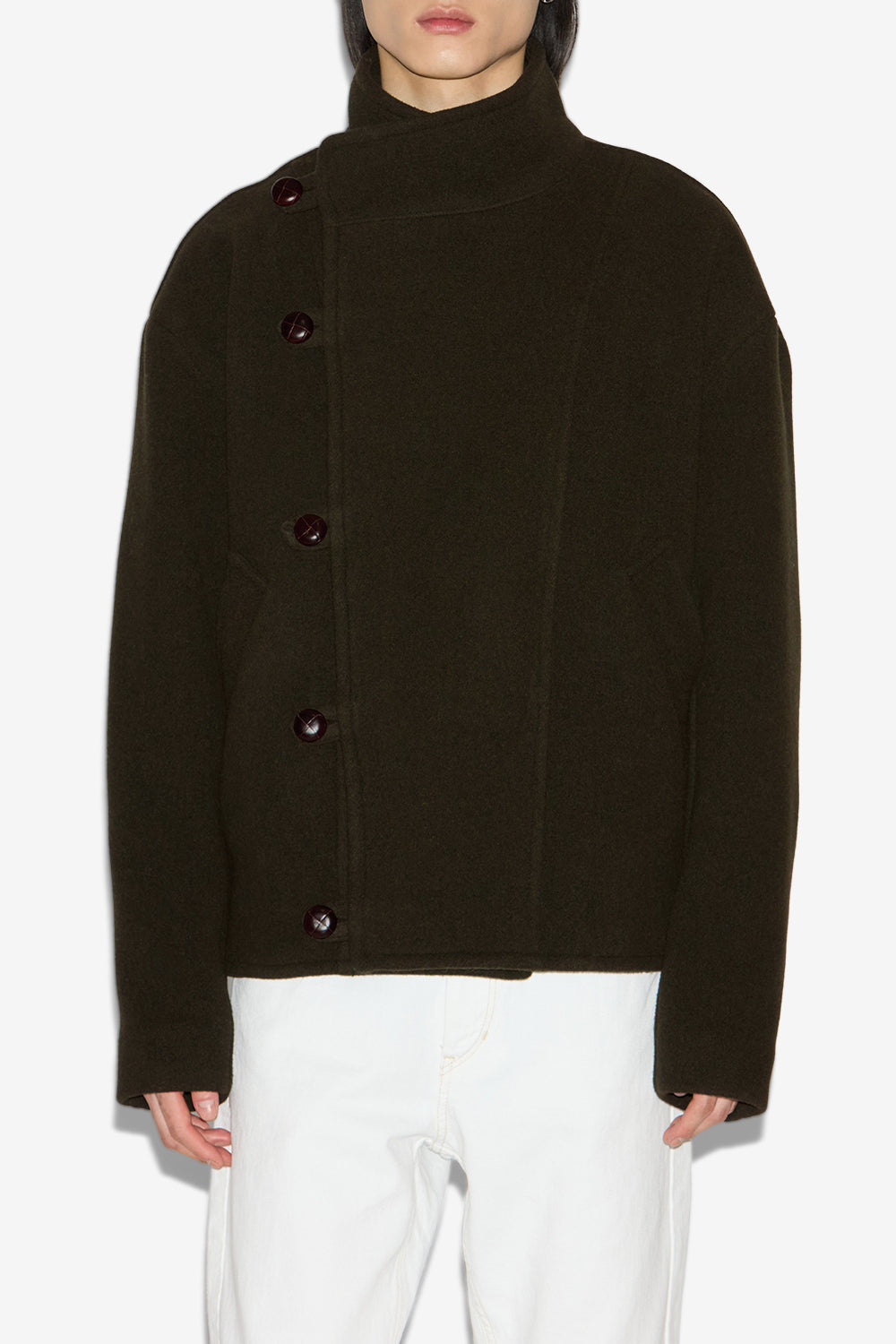 Keyle 울 혼방 쇼트 코트 - Dark khaki - Man - 4