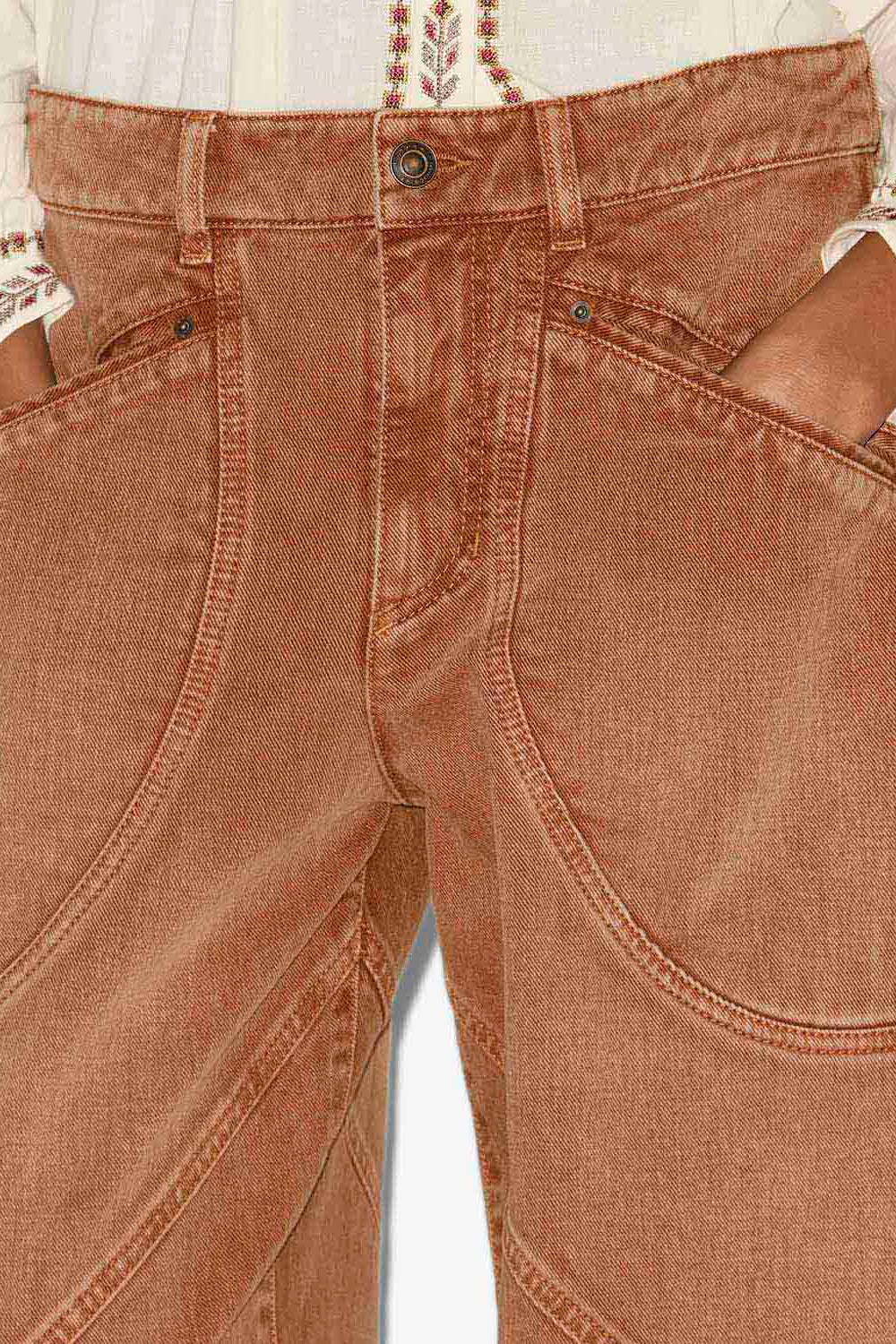 Jeans catarina in denim con dettagli impunturati - Ochre - Woman - 3