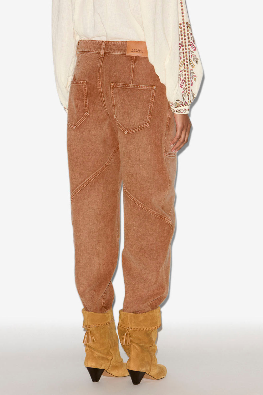 Jeans catarina in denim con dettagli impunturati - Ochre - Woman - 5