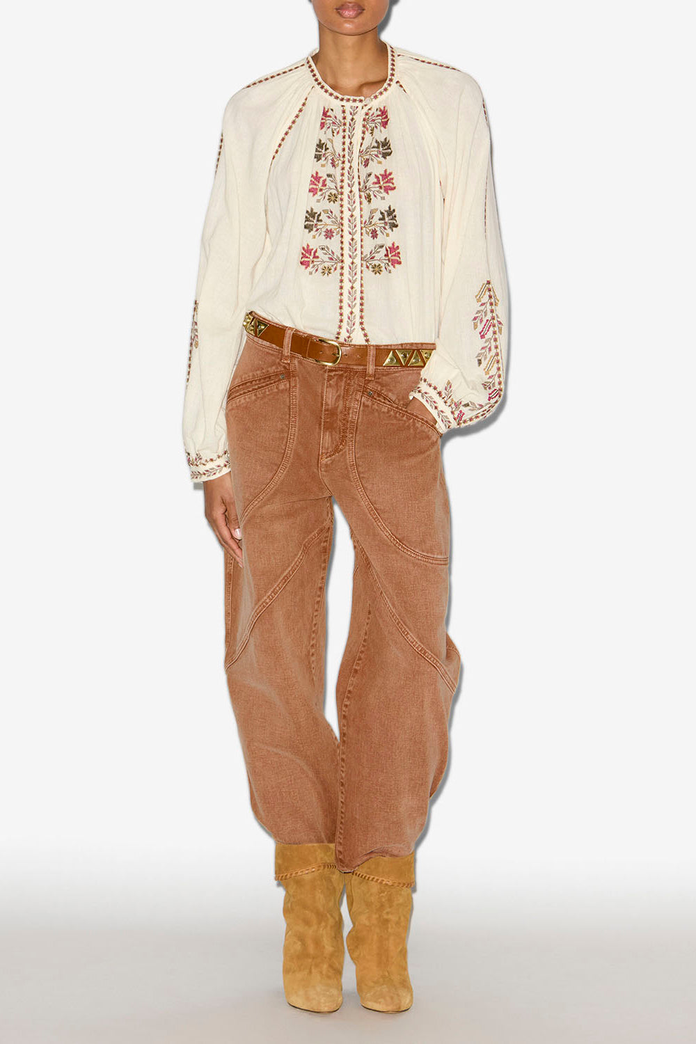 Jeans catarina in denim con dettagli impunturati - Ochre - Woman - 2