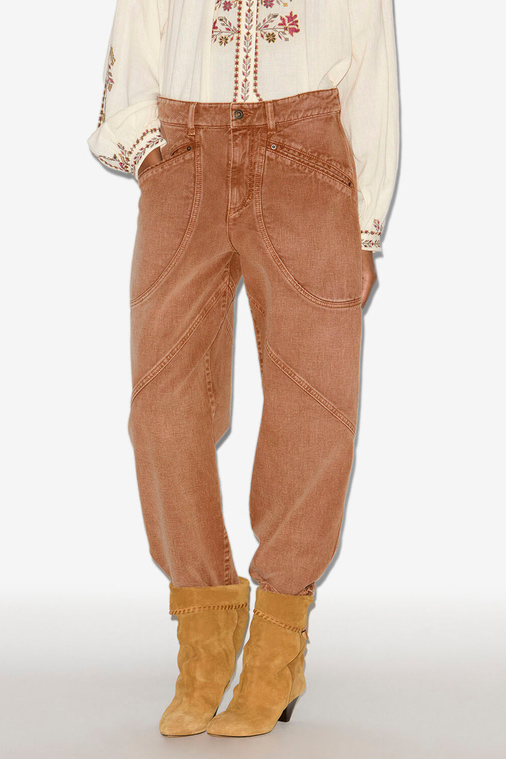 Jeans catarina in denim con dettagli impunturati - Ochre - Woman - 4