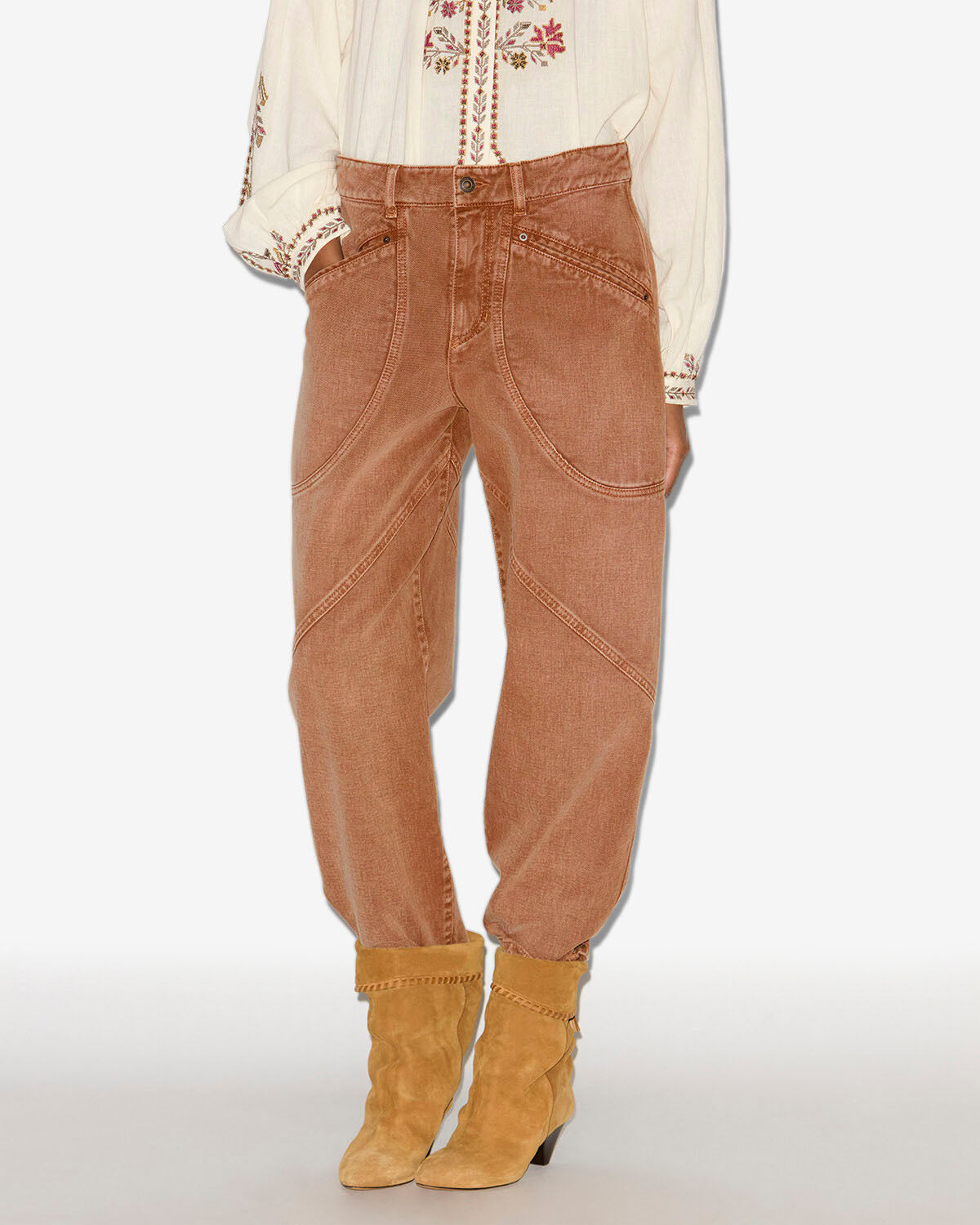 Jeans catarina in denim con dettagli impunturati - Ochre - Woman - 3