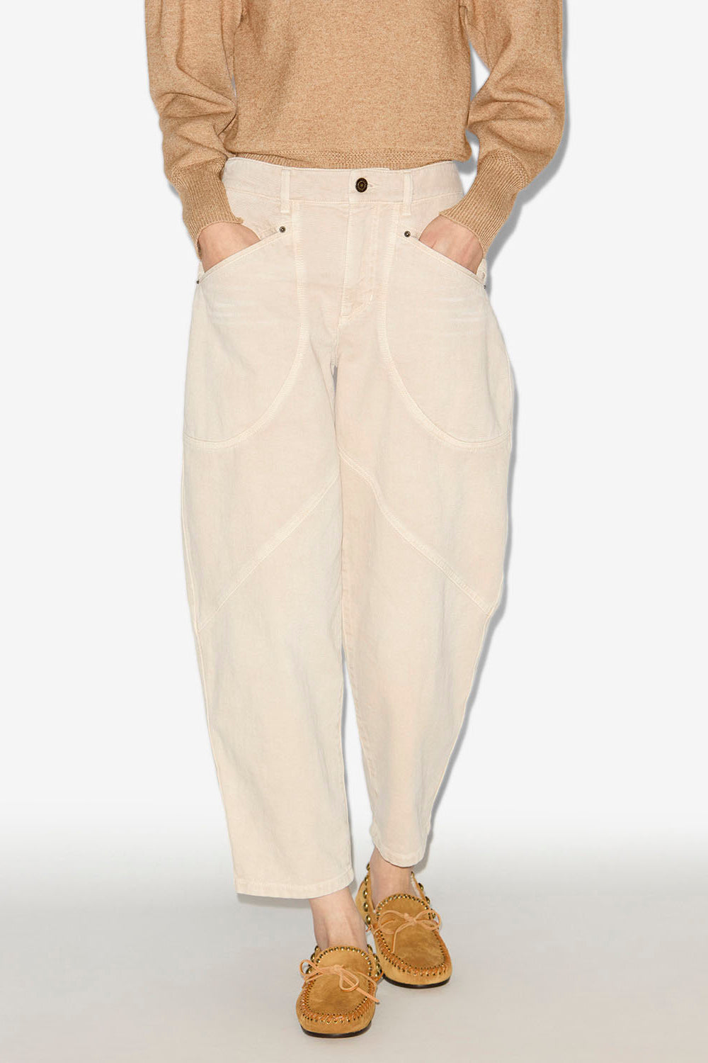 Jeans catarina in denim con dettagli impunturati - Ecru - Woman - 4