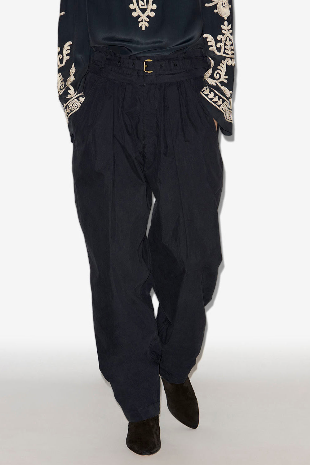 Pantaloni stile militare celia in cotone - Nero lavato - Woman - 4