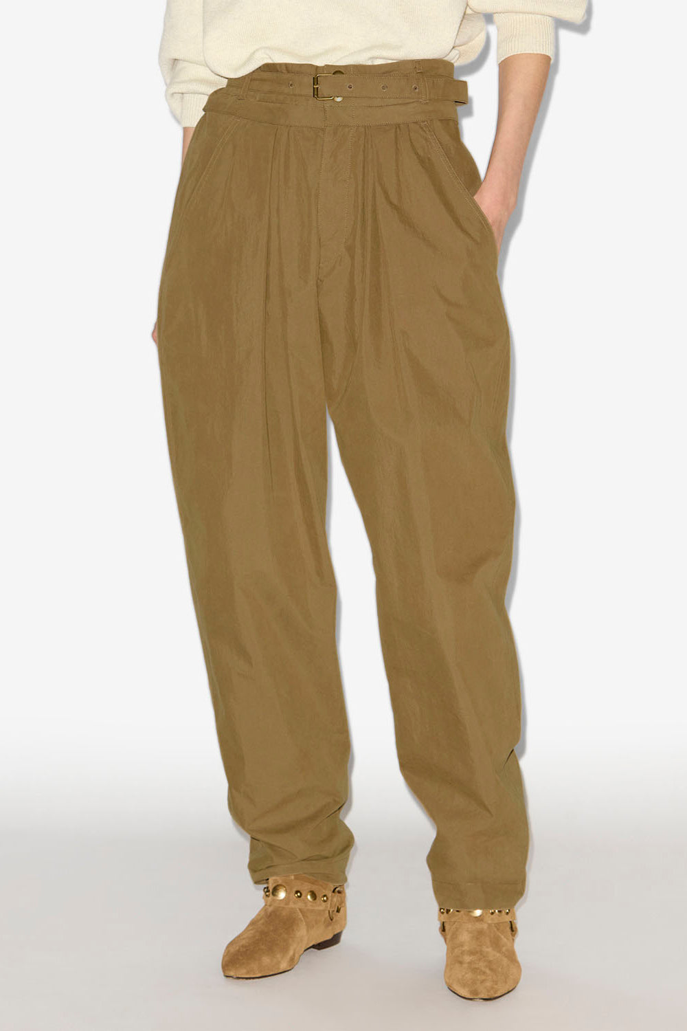 Celia sporty cotton pants - Khaki - Woman - 4