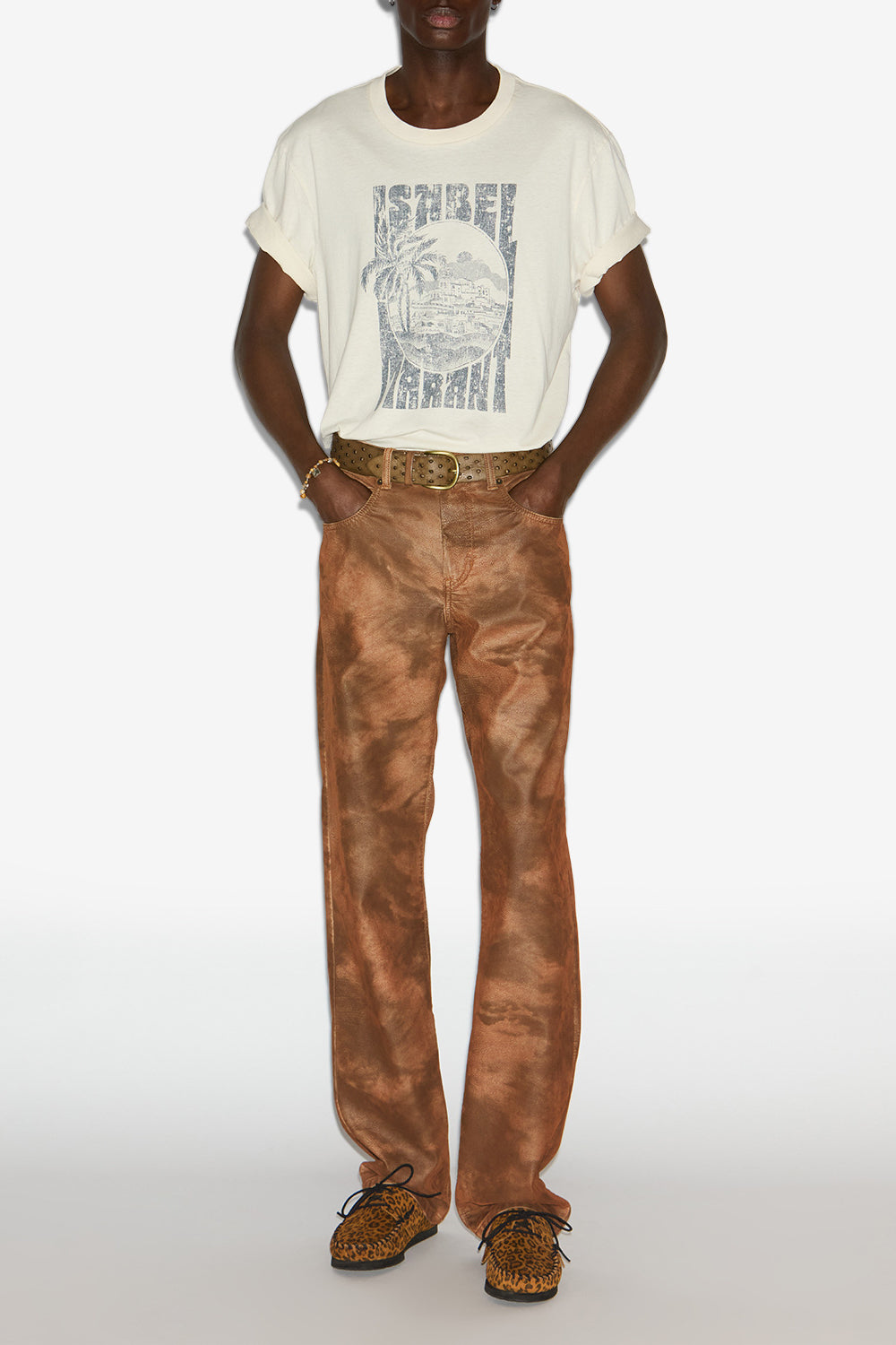 Pantalon lewys en faux cuir  - Tabacco - Man - 2