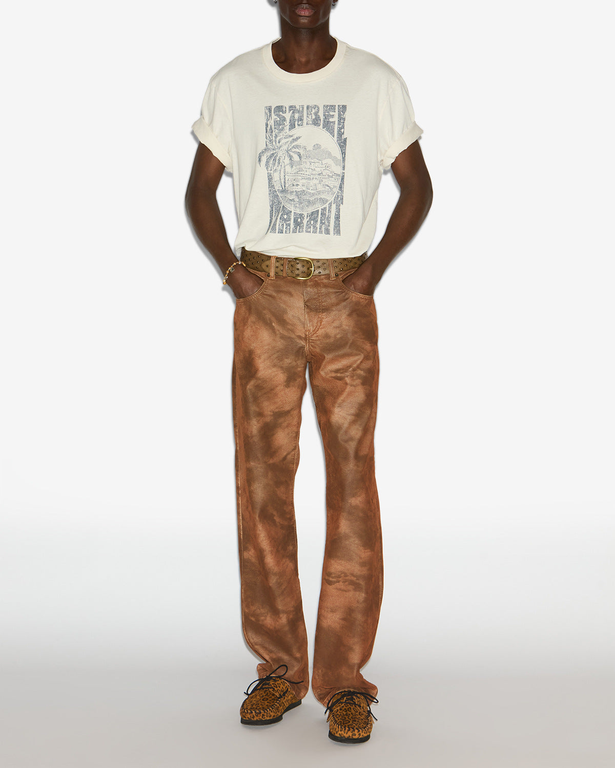 Pantaloni lewys in ecopelle - Tabacco - Man - 1