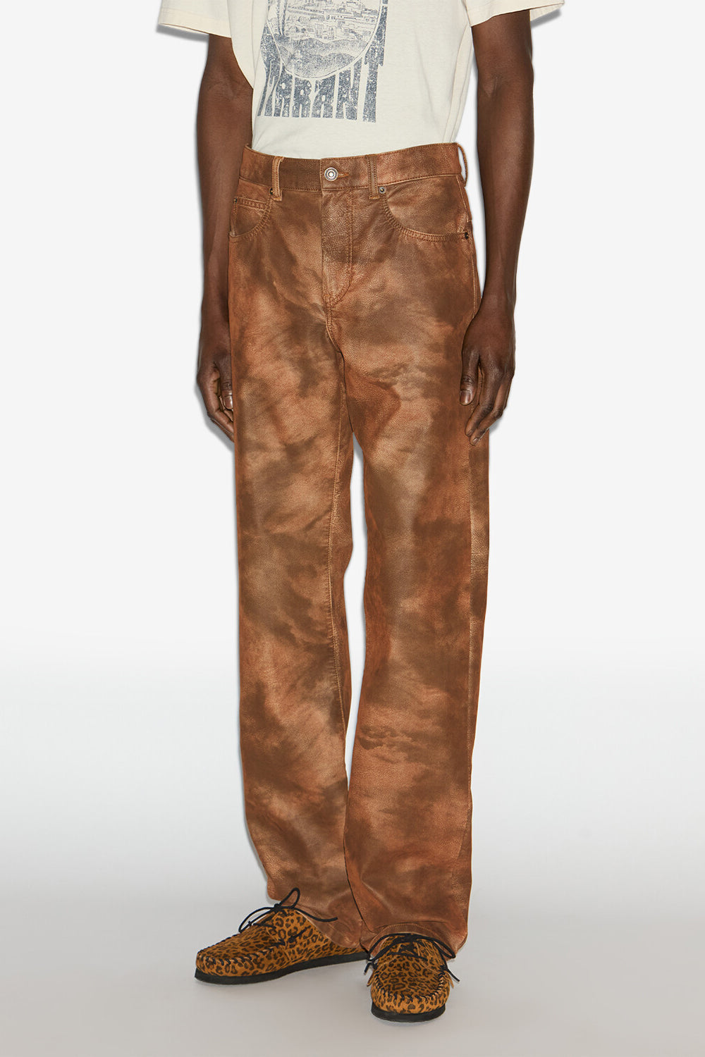 Pantalon lewys en faux cuir  - Tabacco - Man - 4