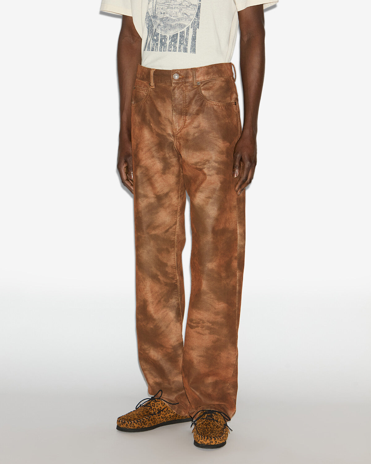 Pantaloni lewys in ecopelle - Tabacco - Man - 3