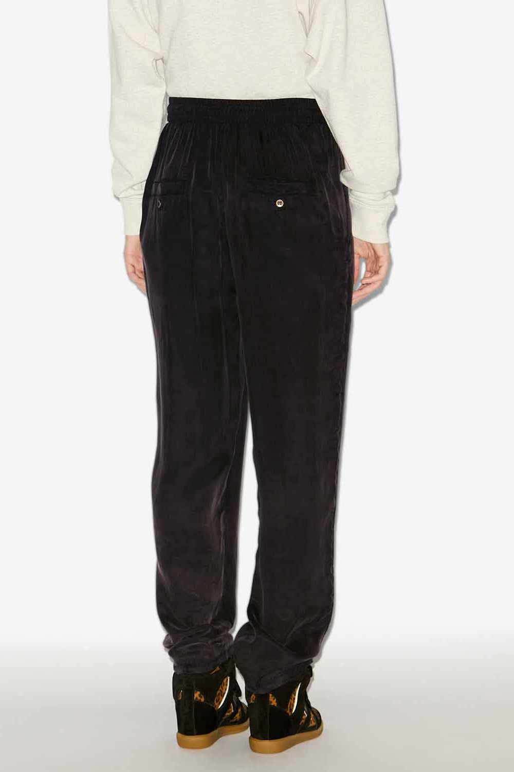 Zaylee flowing satin pants - Black - Woman - 5