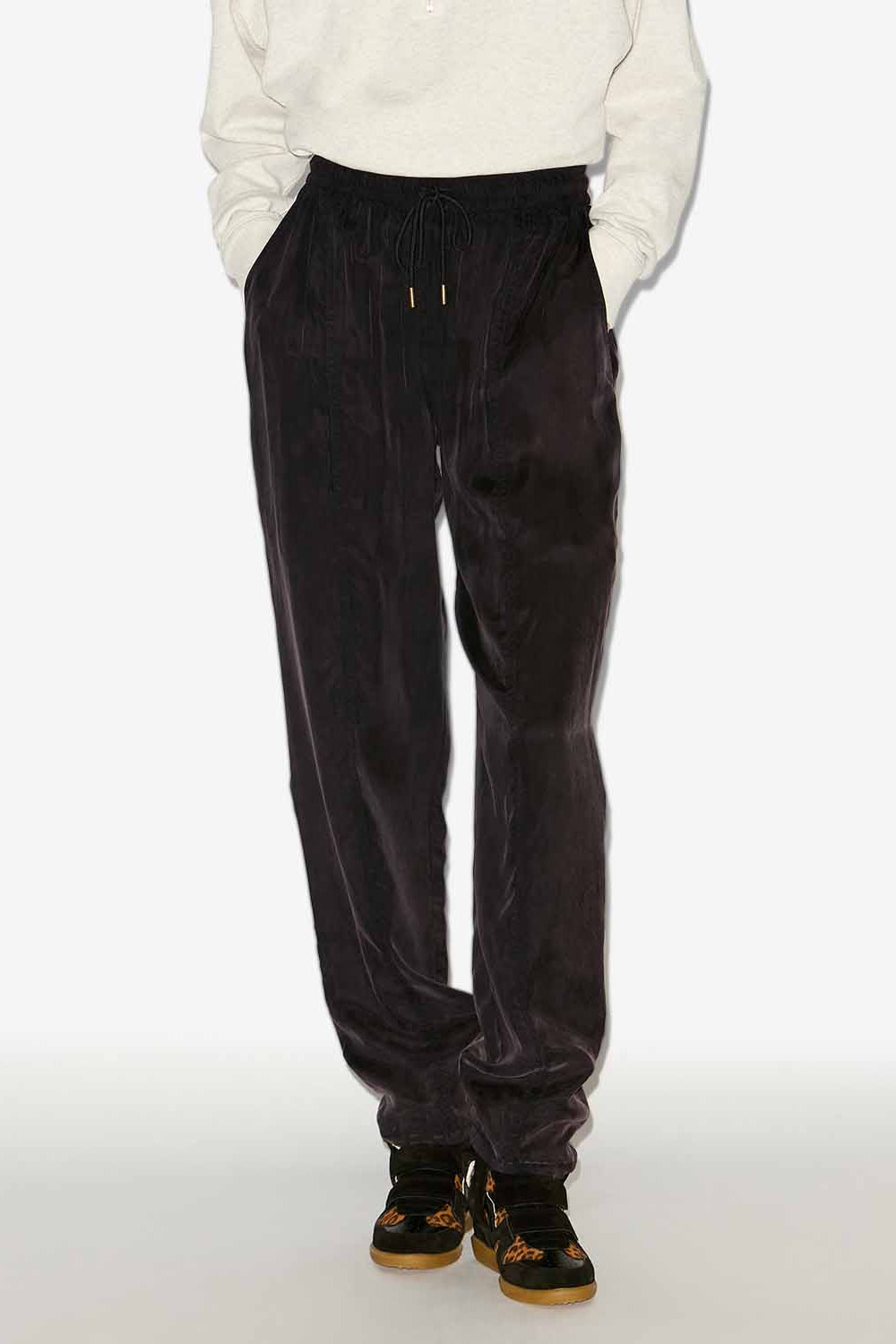 Zaylee flowing satin pants - Black - Woman - 4