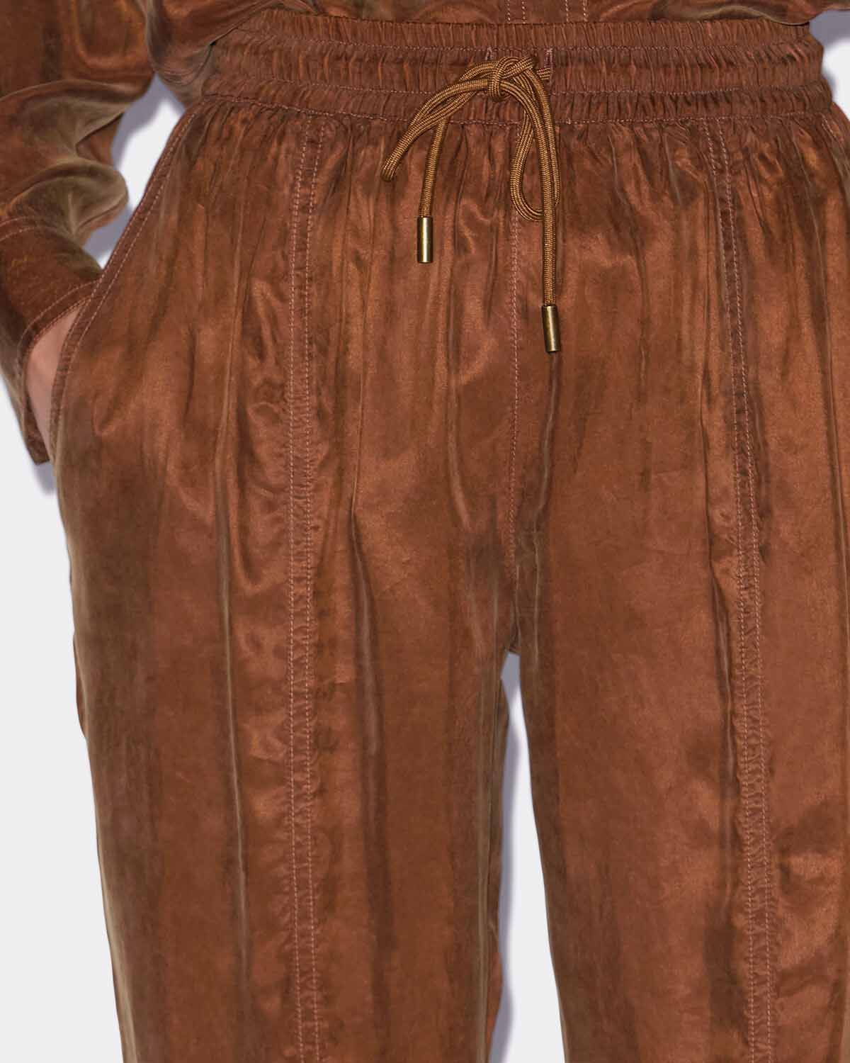 Zaylee flowing satin pants - Tabacco - Woman - 2