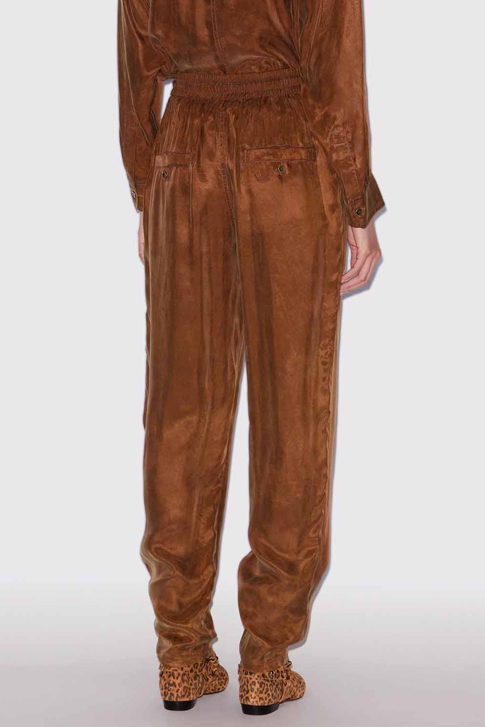 Zaylee flowing satin pants - Tabacco - Woman - 5