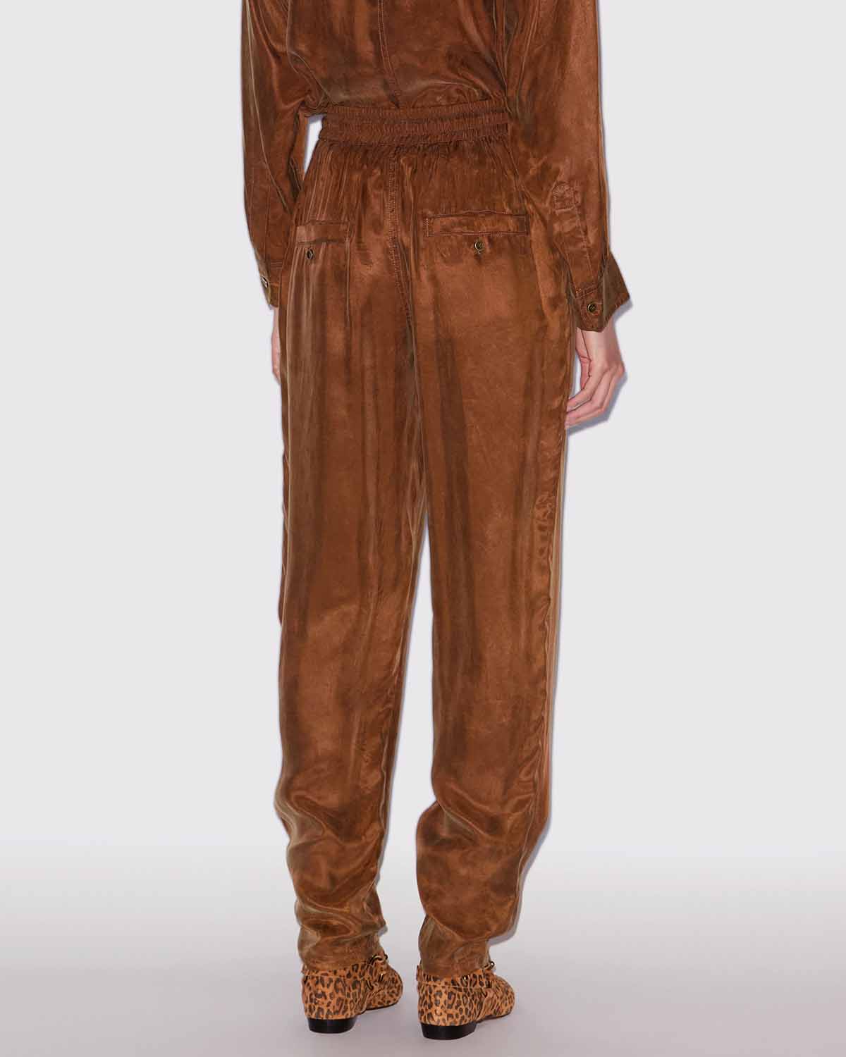 Zaylee flowing satin pants - Tabacco - Woman - 4