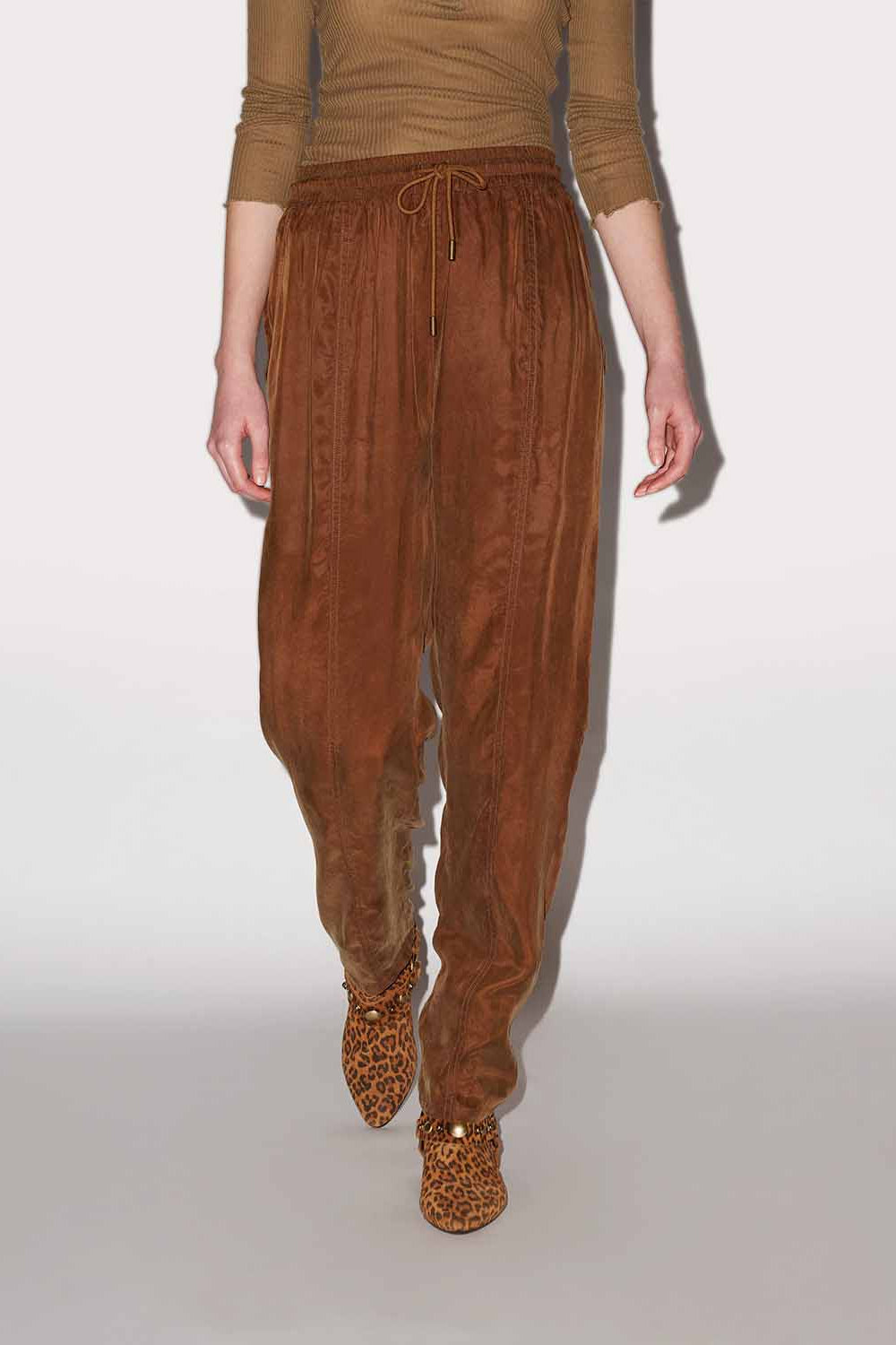Zaylee flowing satin pants - Tabacco - Woman - 4