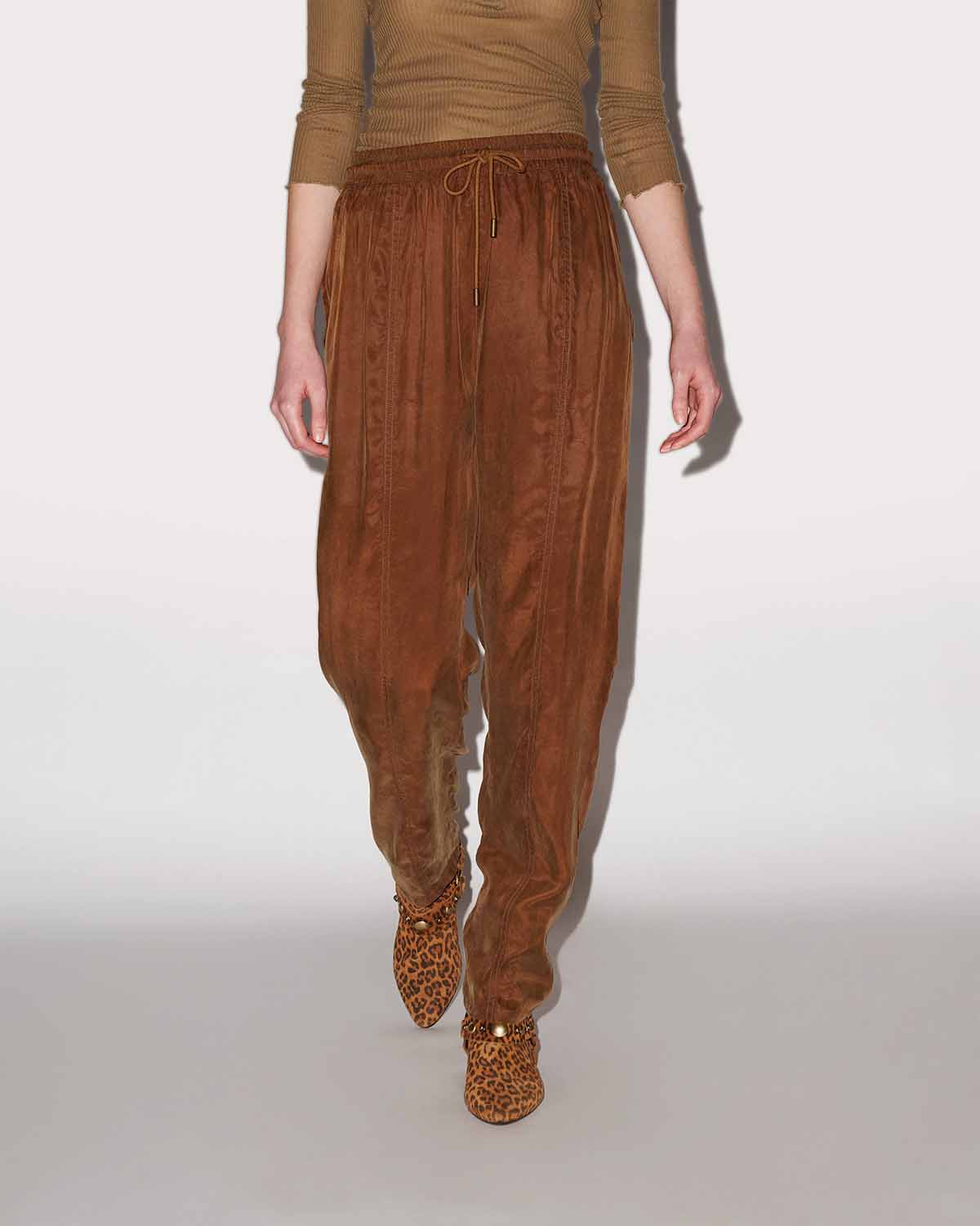 Zaylee flowing satin pants - Tabacco - Woman - 3